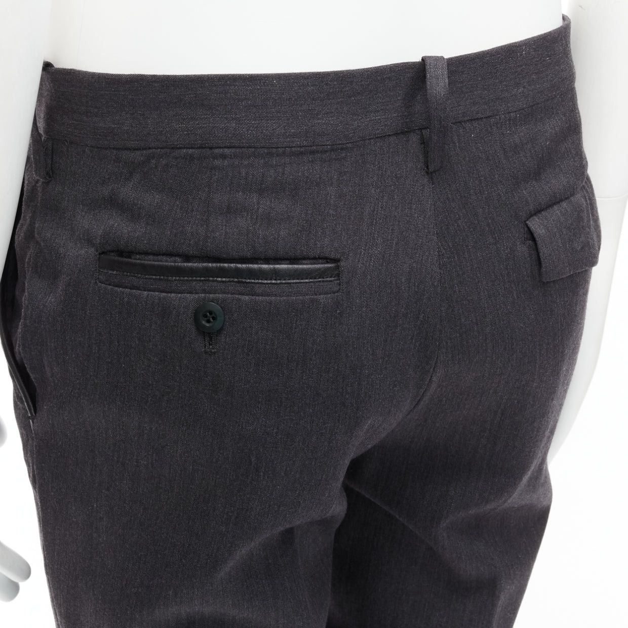 Undercover UNDERCOVER John grey 100% wool black cowhide trim patchwork trousers JP4 XL Size 28" / US 6 / IT 42 - 7 Thumbnail