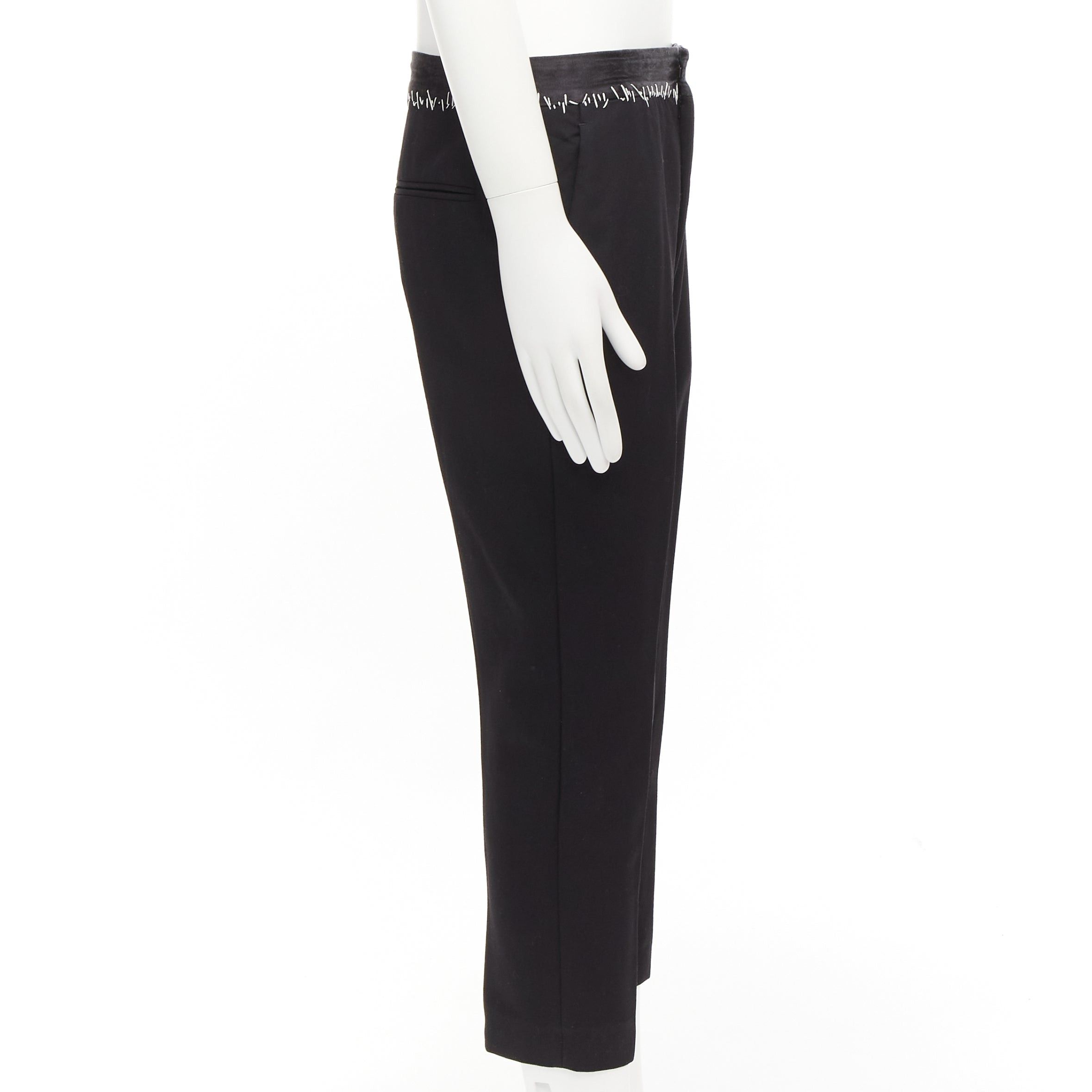 Haider Ackermann HAIDER ACKERMANN black wool cotton white topstitch waist dress pants EU38 M Size 48R - 4 Thumbnail