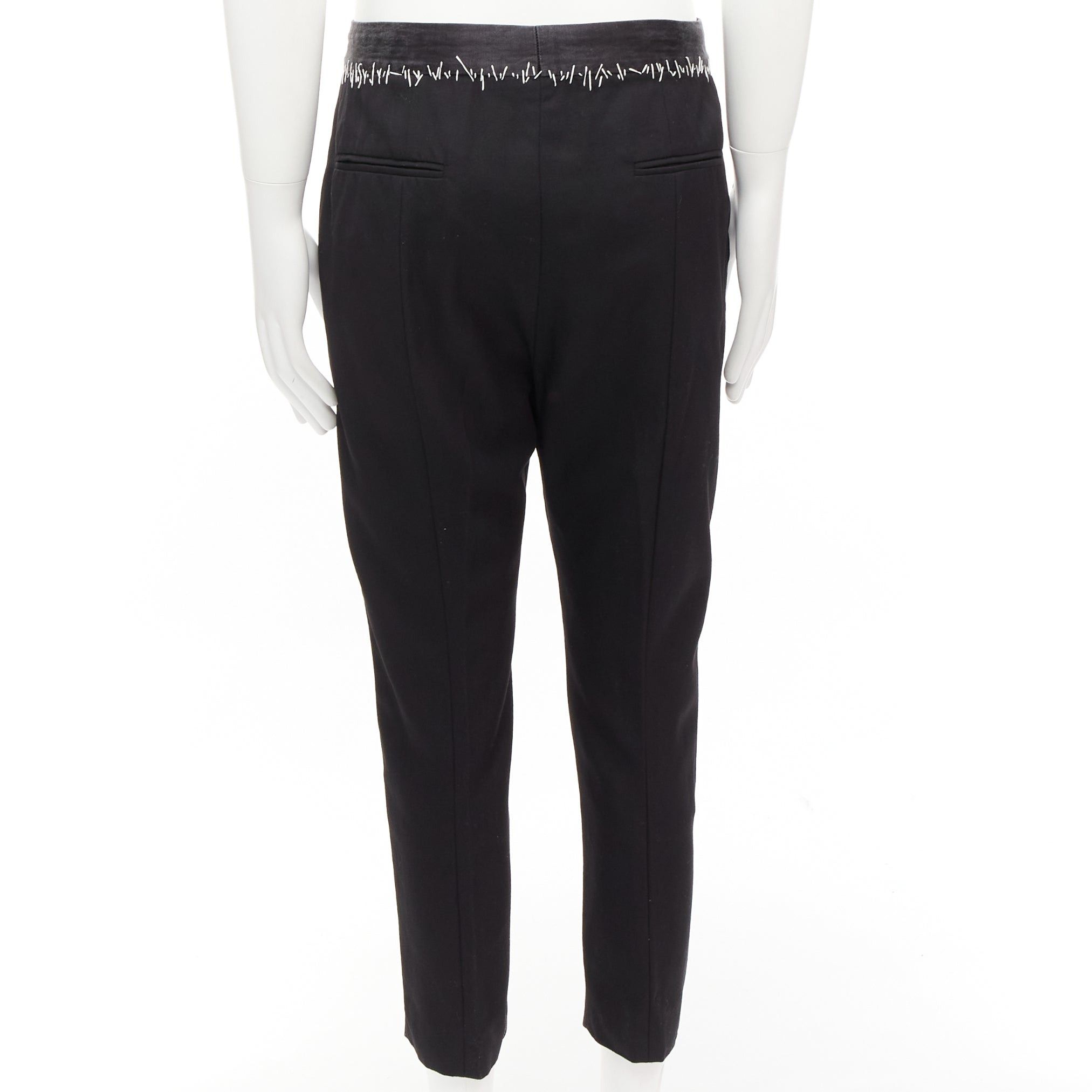 Haider Ackermann HAIDER ACKERMANN black wool cotton white topstitch waist dress pants EU38 M Size 48R - 5 Thumbnail
