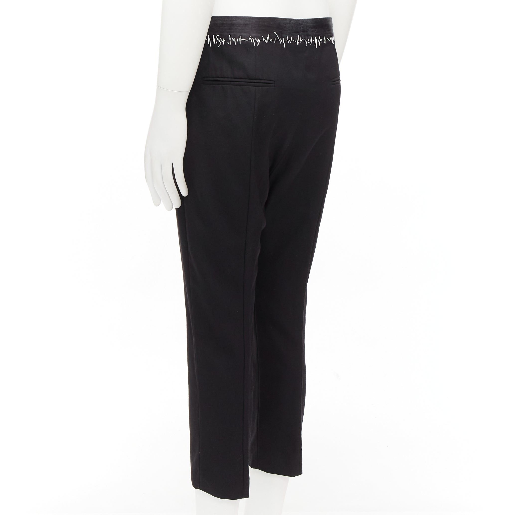 Haider Ackermann HAIDER ACKERMANN black wool cotton white topstitch waist dress pants EU38 M Size 48R - 6 Thumbnail
