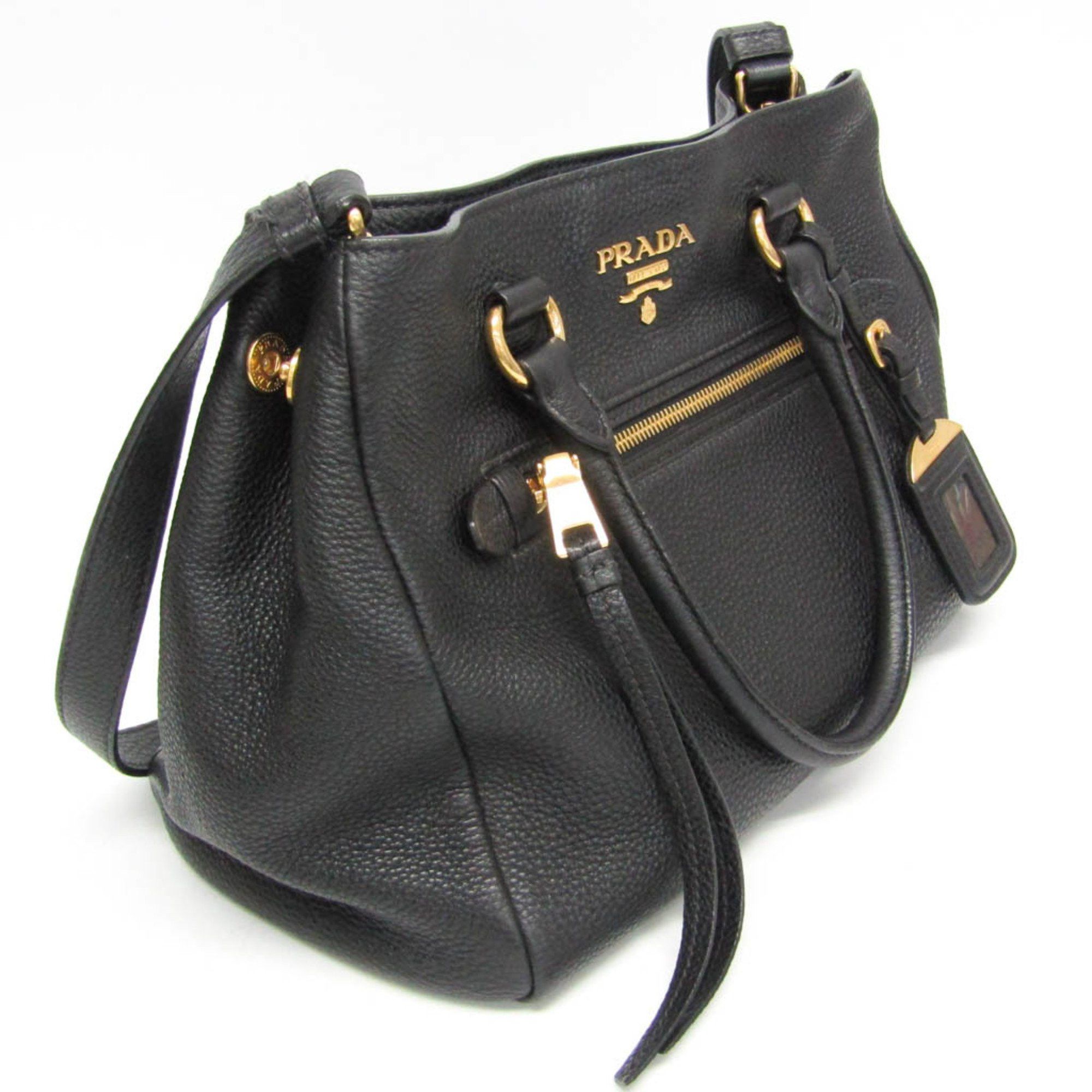 Prada Prada VITELLO PHENIX 1BG044 Women's Leather Handbag,Shoulder Bag Black Size ONE SIZE - 9 Thumbnail