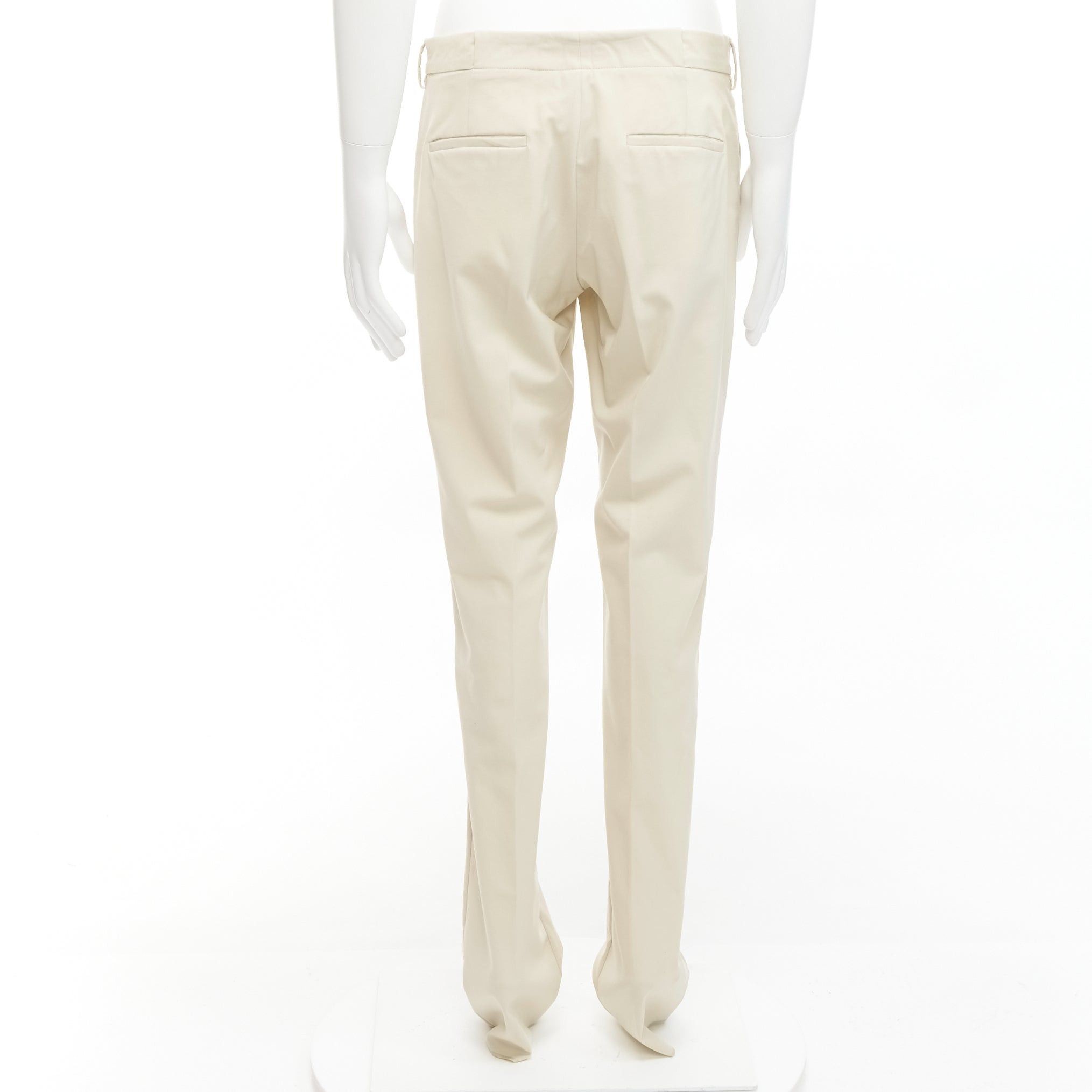 La Perla LA PERLA light beige virgin wool blend straight leg minimal classic pants M Size 48R - 5 Thumbnail