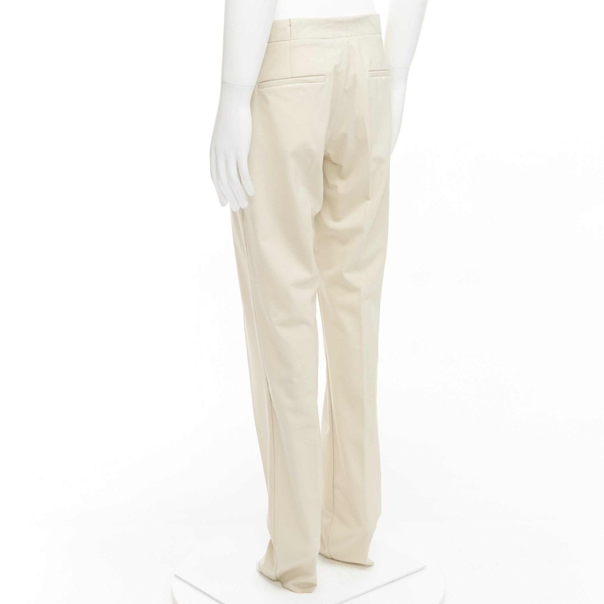 La Perla LA PERLA light beige virgin wool blend straight leg minimal classic pants M Size 48R - 6 Thumbnail
