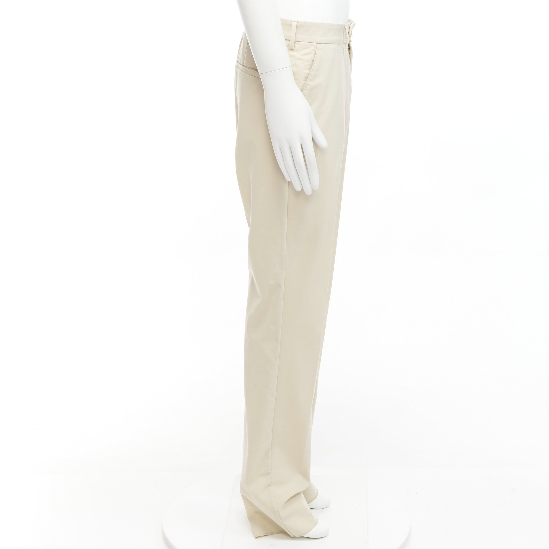 La Perla LA PERLA light beige virgin wool blend straight leg minimal classic pants M Size 48R - 4 Thumbnail