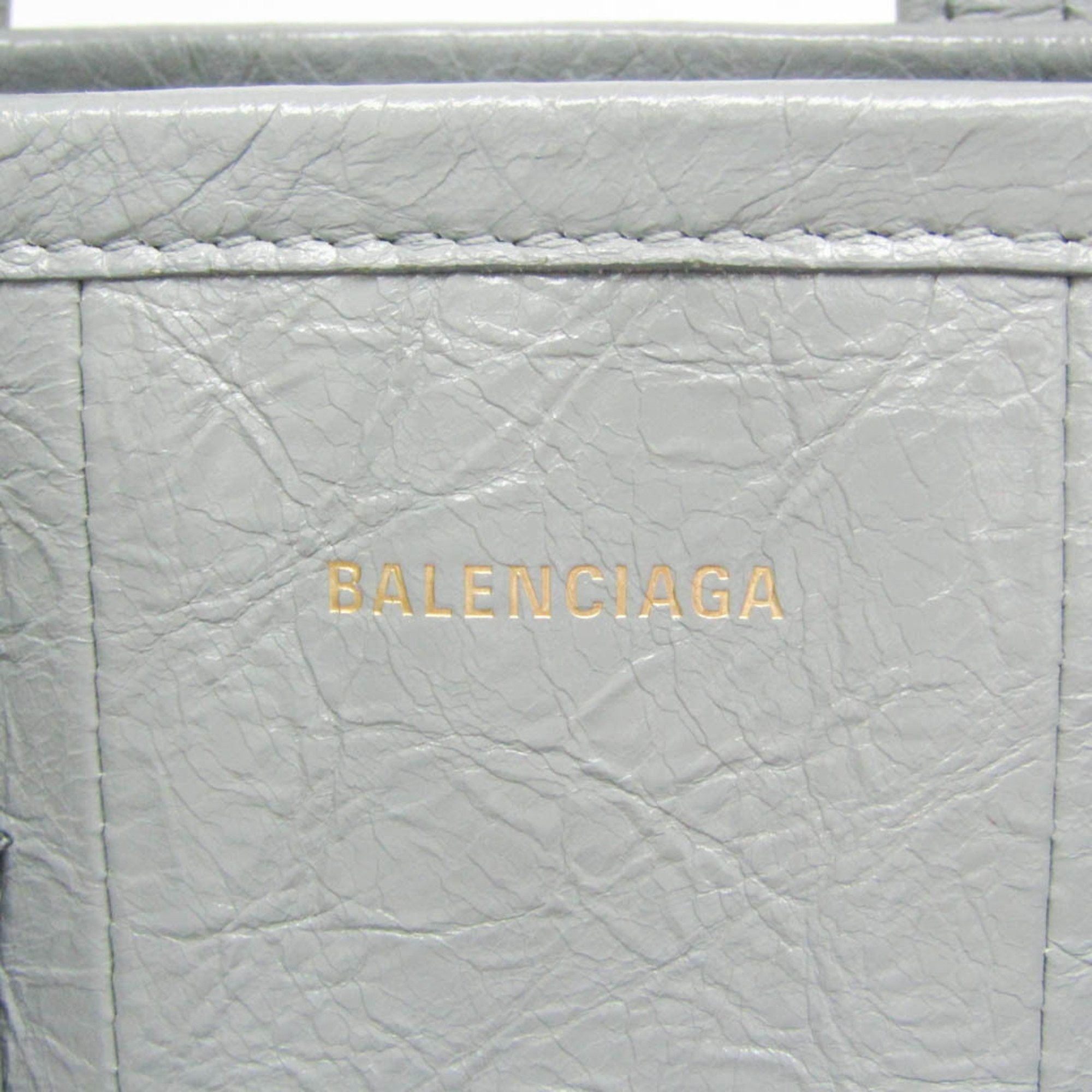 Balenciaga Balenciaga BARBES 672983 Men,Women Leather Handbag,Shoulder Bag Light Gray Size ONE SIZE - 15 Thumbnail