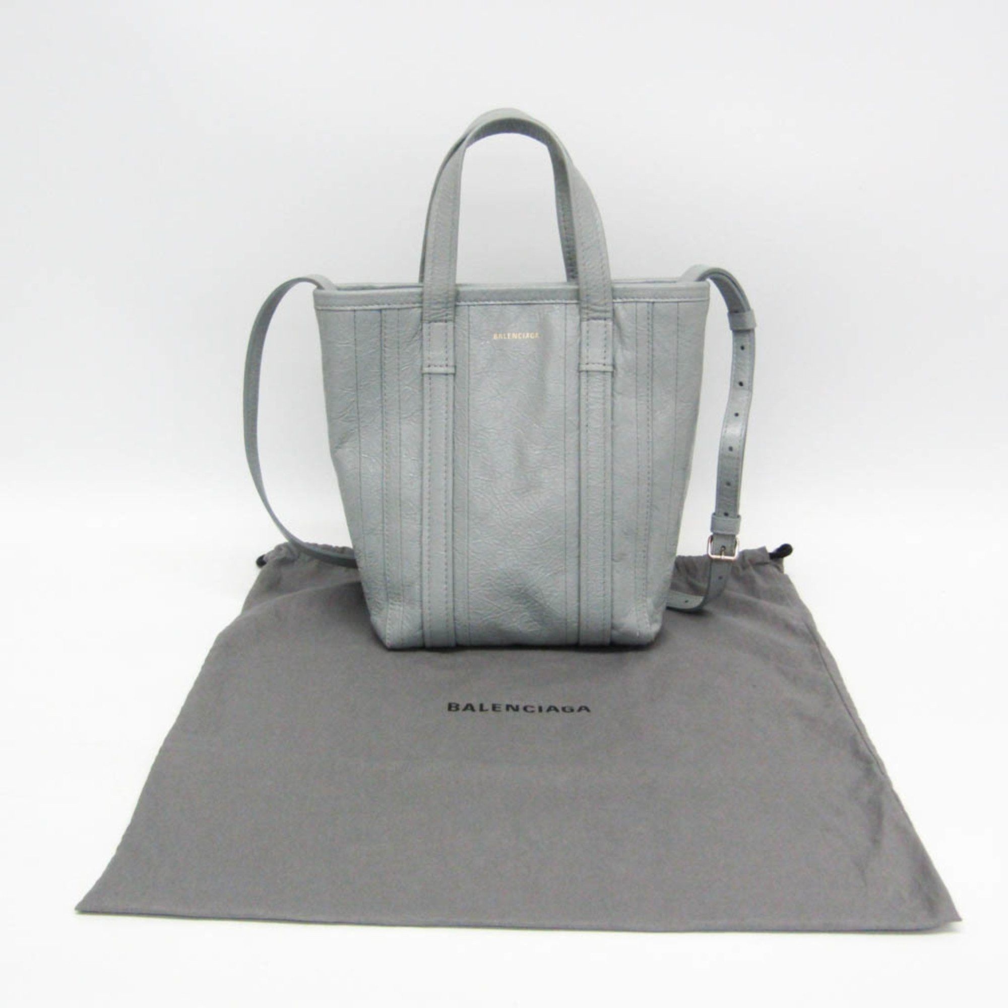 Balenciaga Balenciaga BARBES 672983 Men,Women Leather Handbag,Shoulder Bag Light Gray Size ONE SIZE - 2 Thumbnail