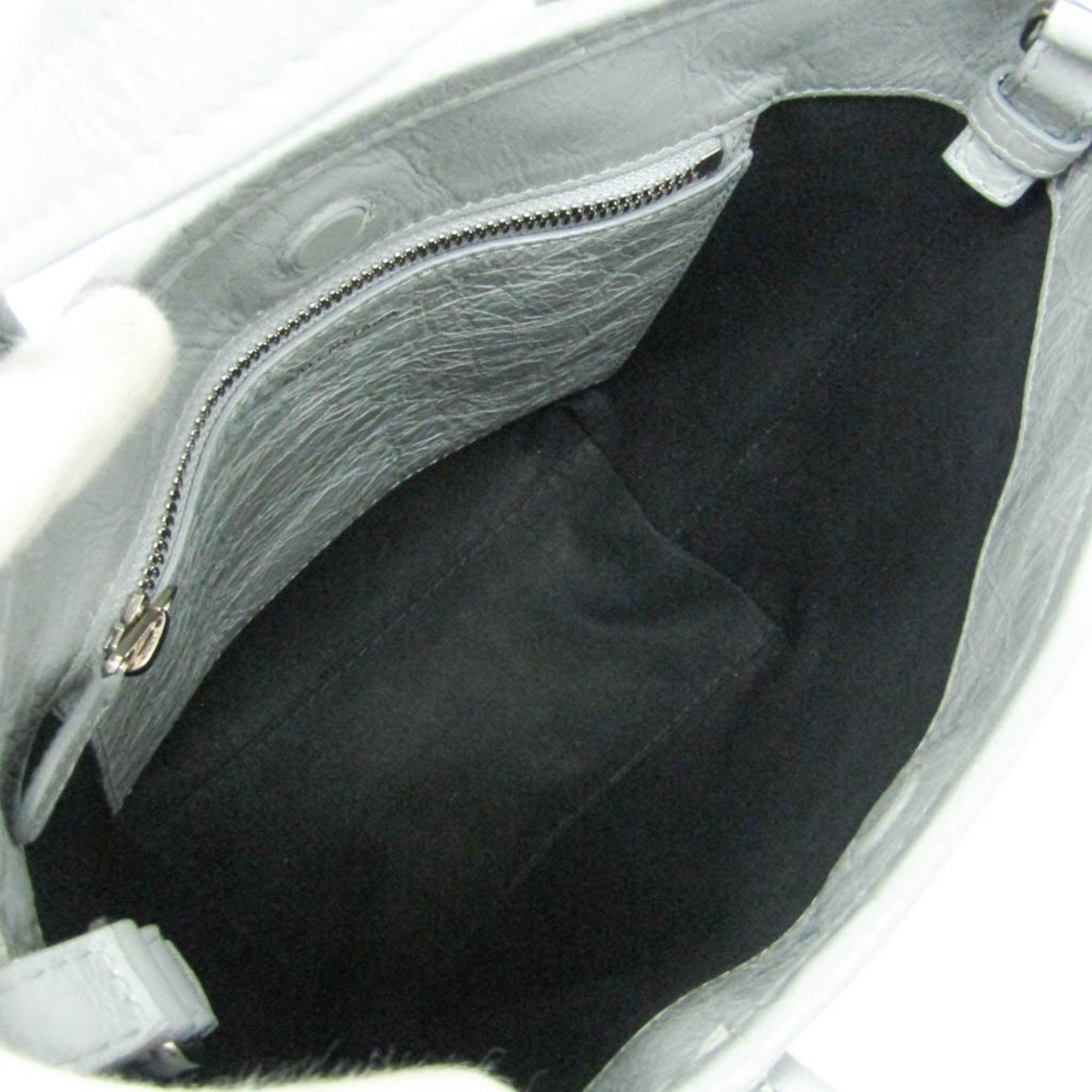 Balenciaga Balenciaga BARBES 672983 Men,Women Leather Handbag,Shoulder Bag Light Gray Size ONE SIZE - 4 Thumbnail