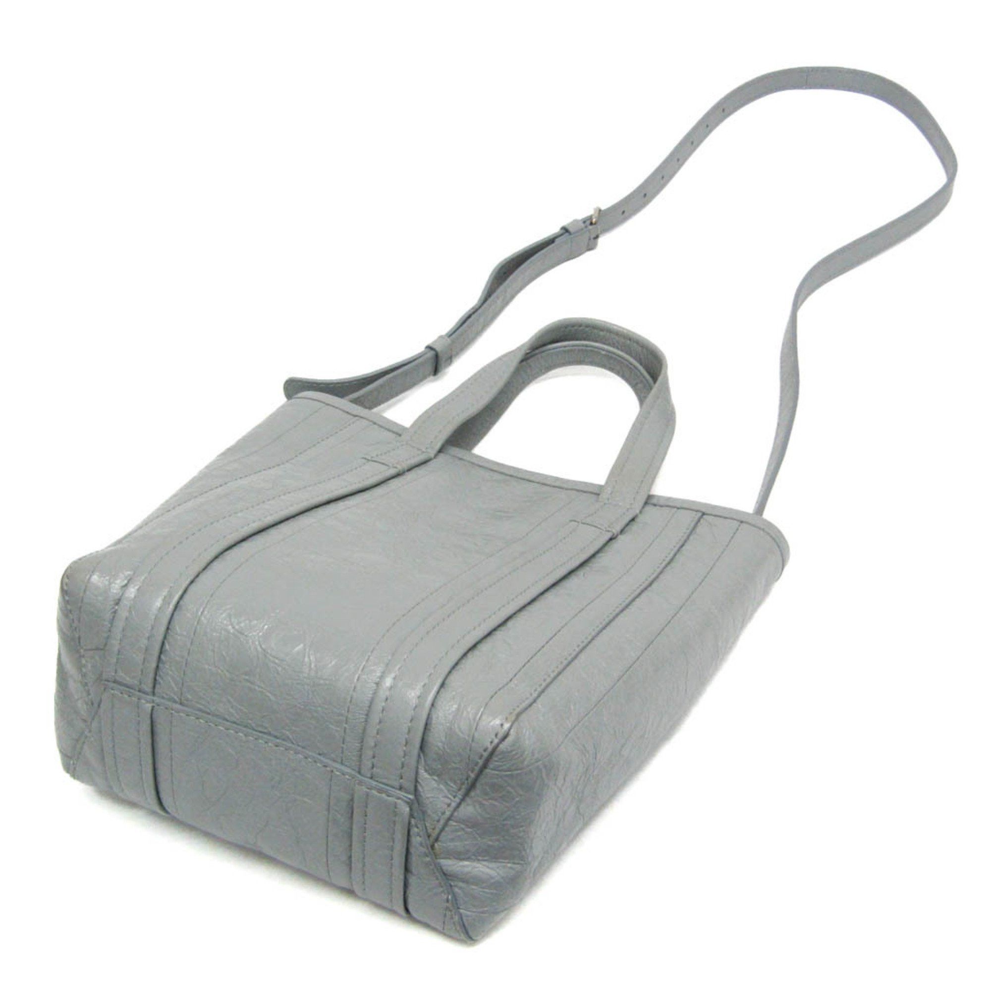 Balenciaga Balenciaga BARBES 672983 Men,Women Leather Handbag,Shoulder Bag Light Gray Size ONE SIZE - 3 Thumbnail