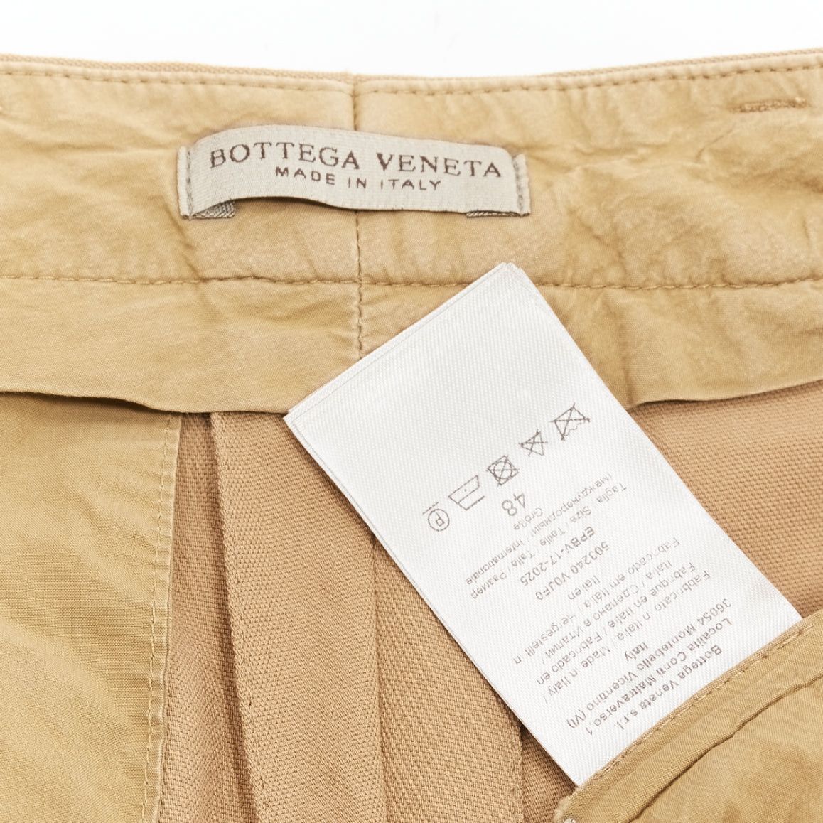 Bottega Veneta BOTTEGA VENETA 100% wool tan brown cotton lined pleated front pants IT48 M Size 48R - 8 Thumbnail