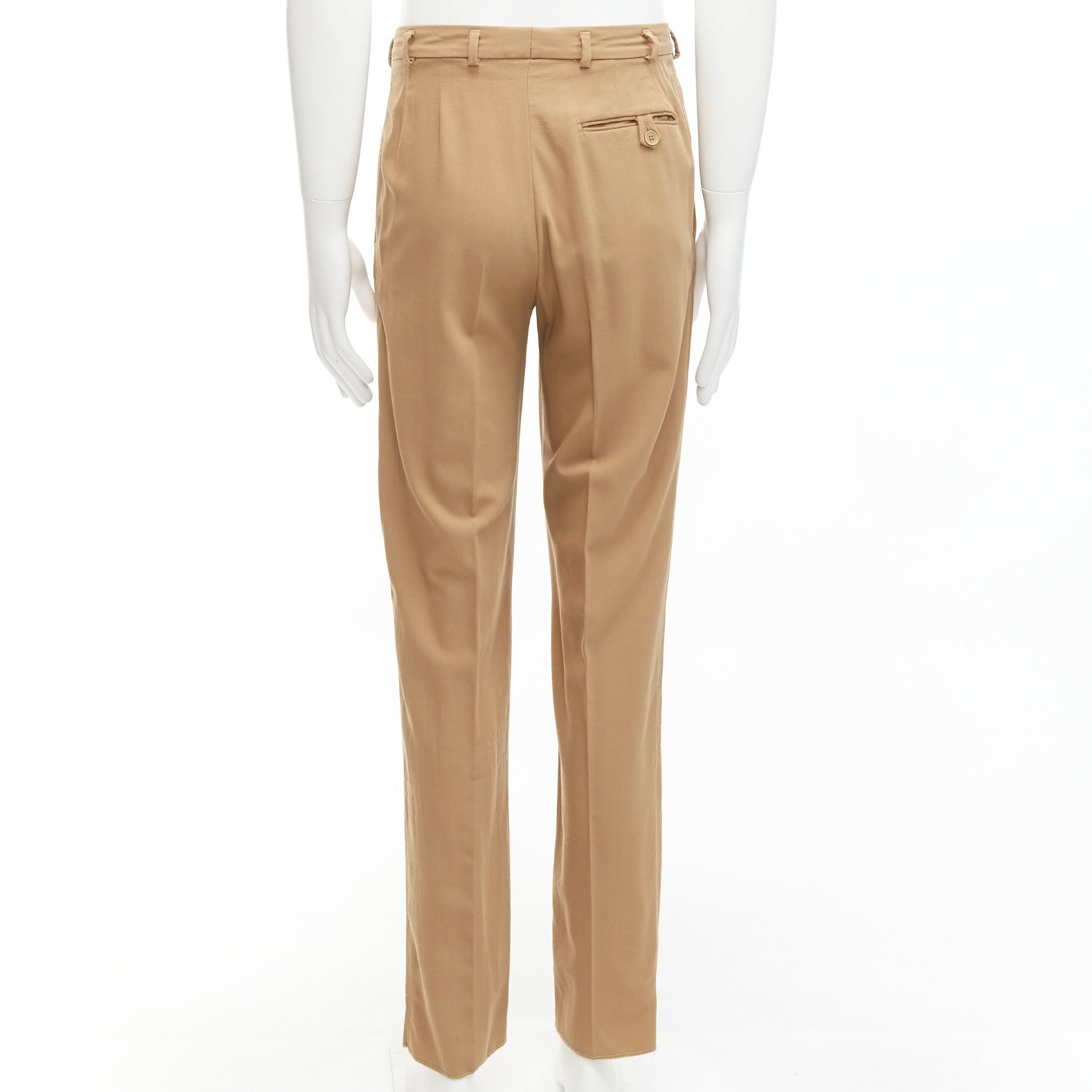 Bottega Veneta BOTTEGA VENETA 100% wool tan brown cotton lined pleated front pants IT48 M Size 48R - 5 Thumbnail