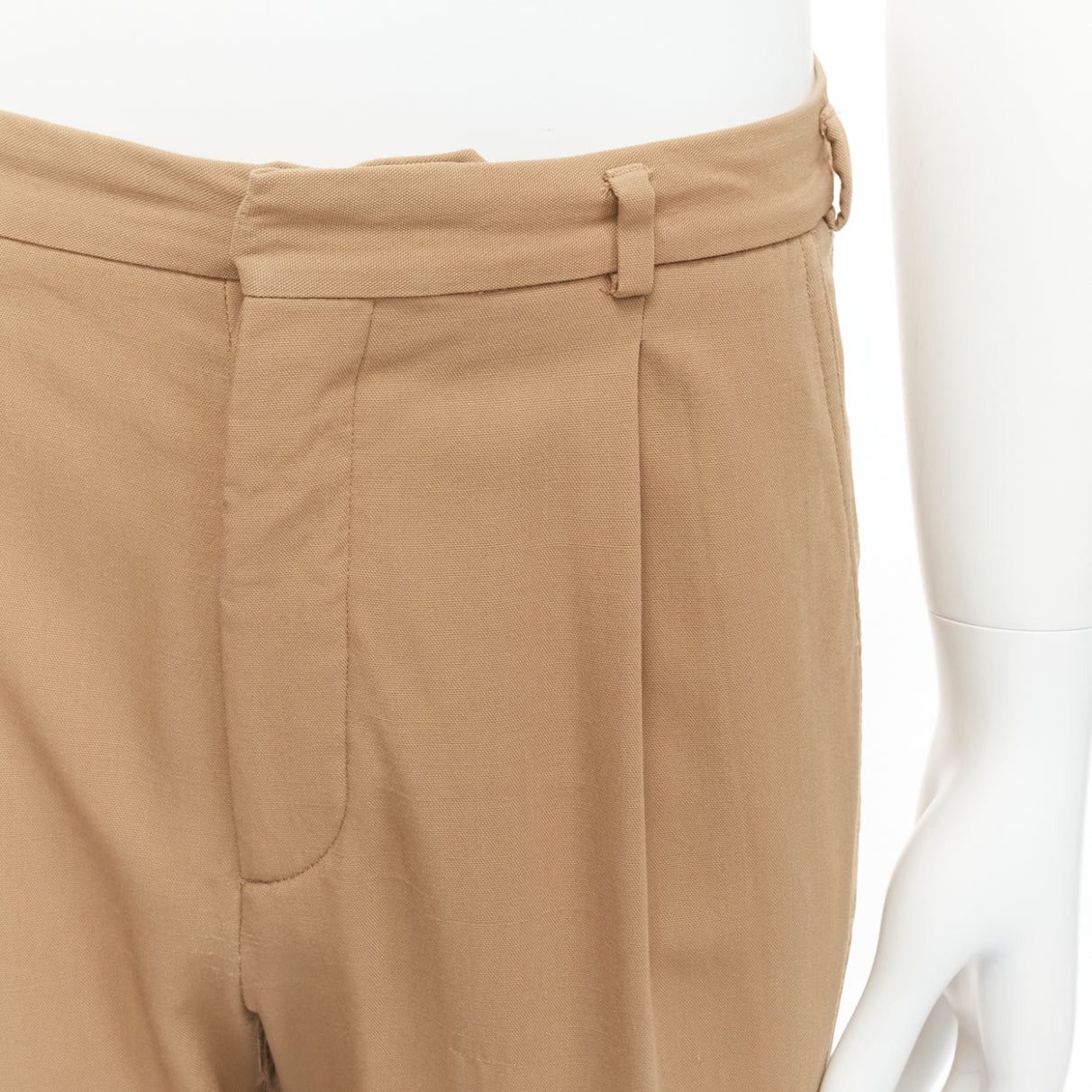 Bottega Veneta BOTTEGA VENETA 100% wool tan brown cotton lined pleated front pants IT48 M Size 48R - 7 Thumbnail