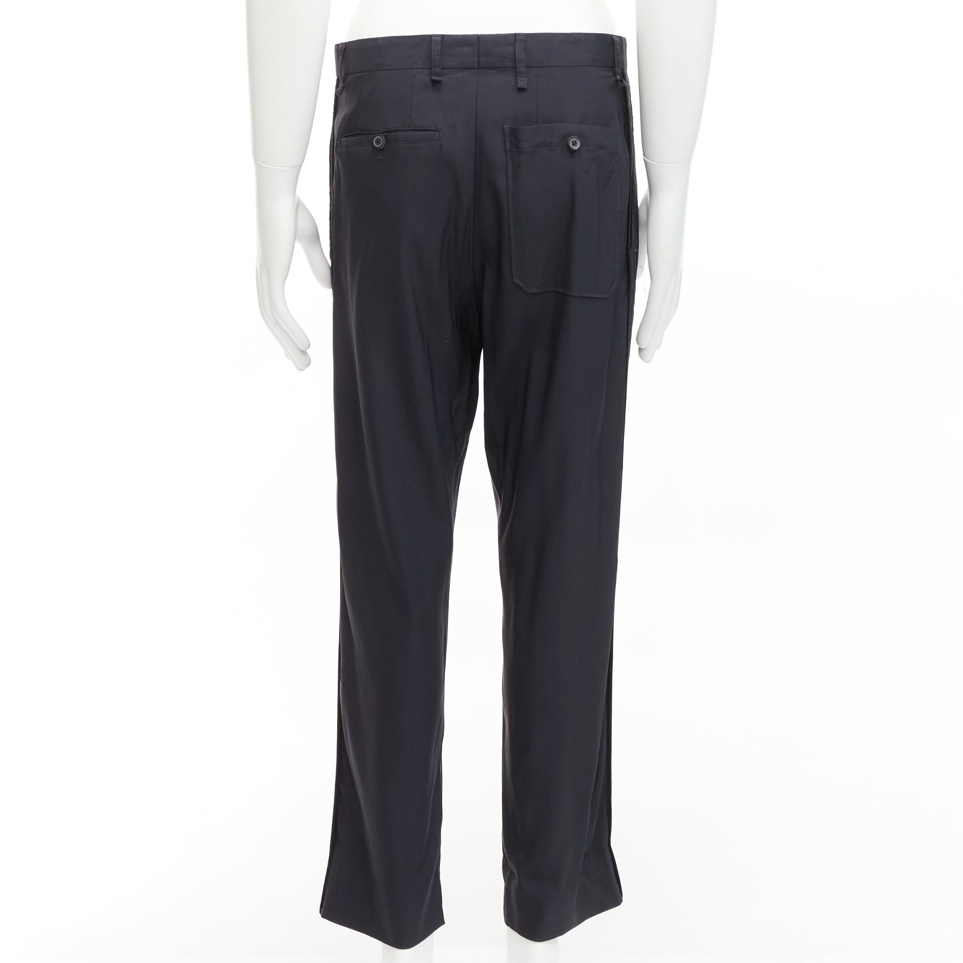 Lanvin LANVIN navy viscose blend front pleats classy tapered dress pants IT46 S Size 46R - 5 Thumbnail