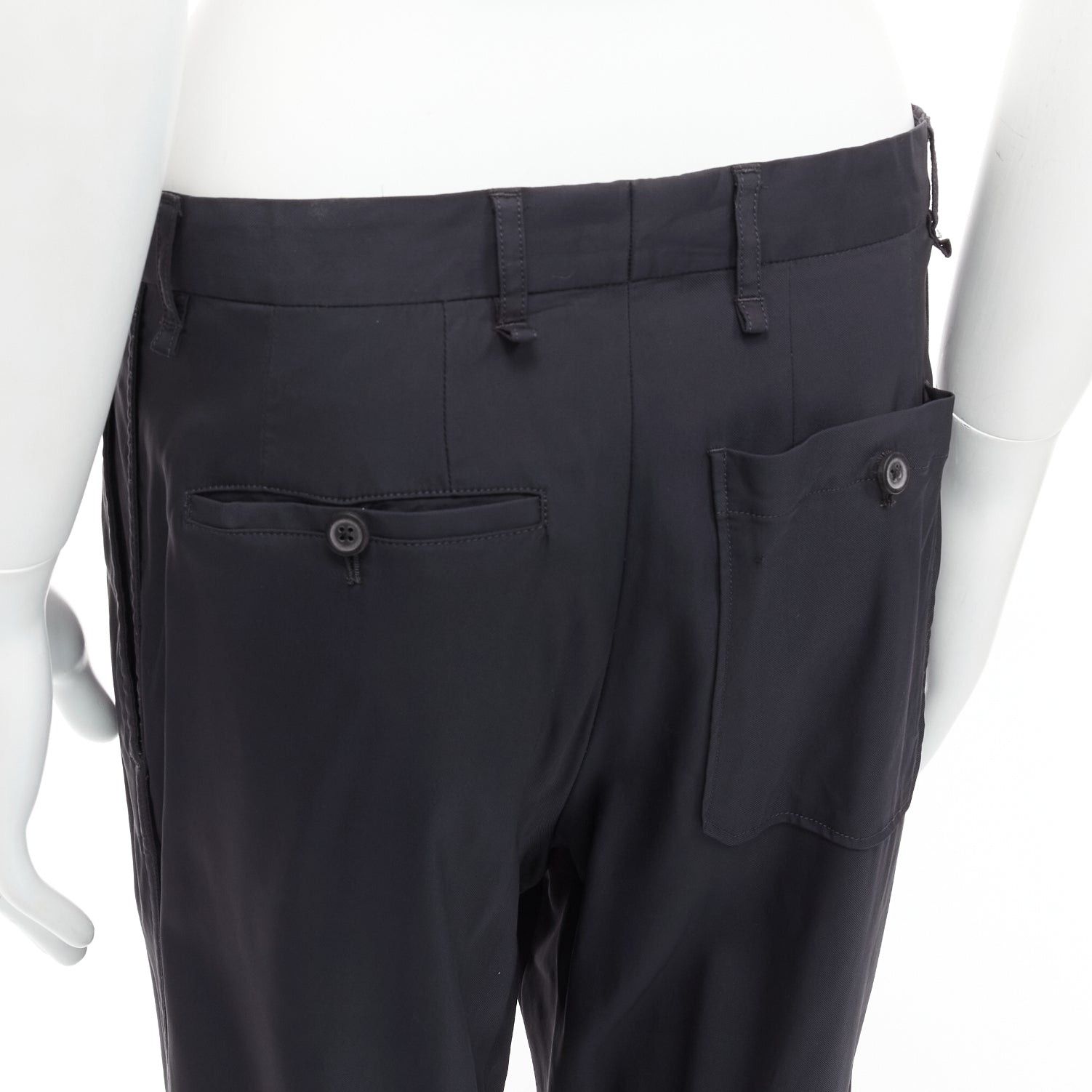 Lanvin LANVIN navy viscose blend front pleats classy tapered dress pants IT46 S Size 46R - 2 Thumbnail