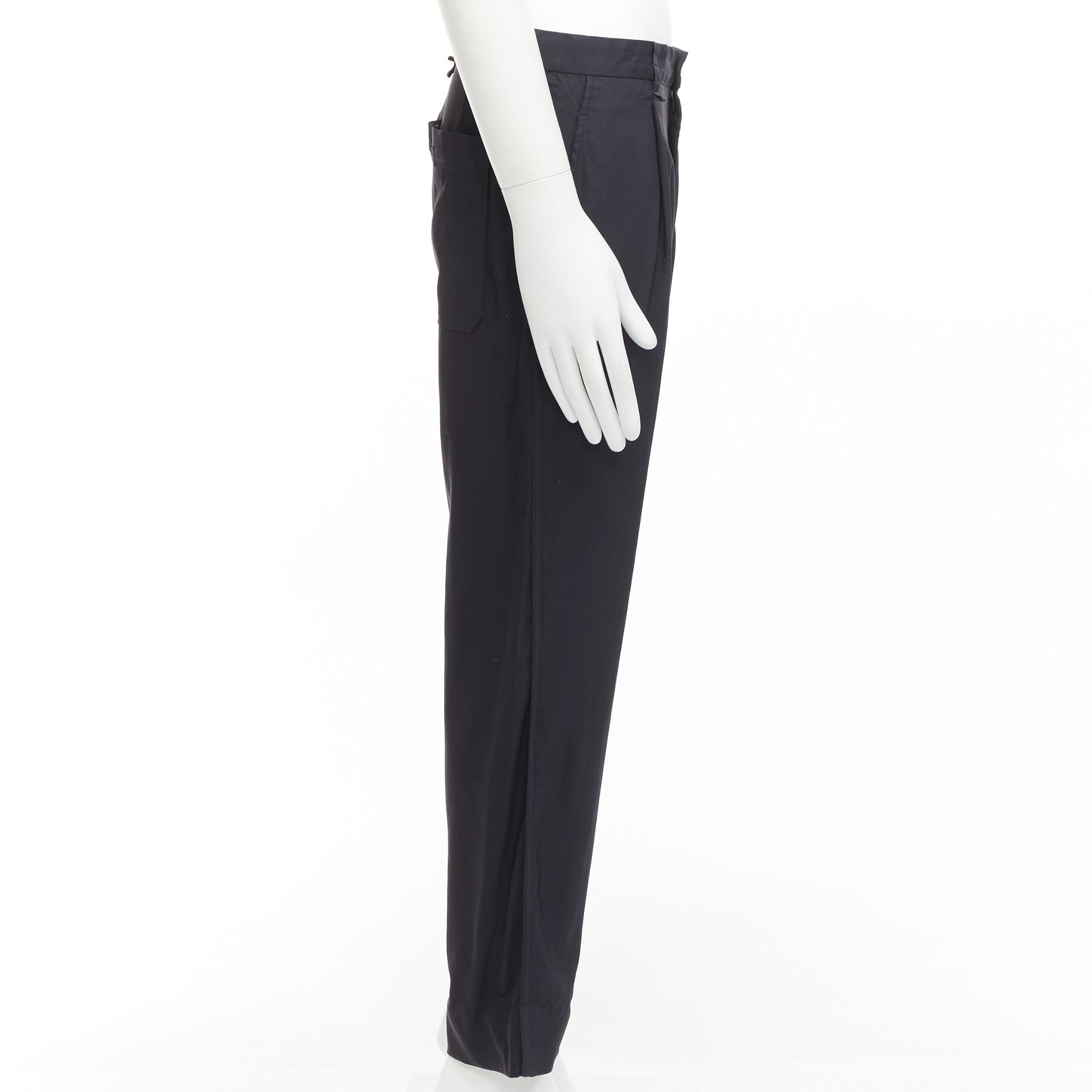 Lanvin LANVIN navy viscose blend front pleats classy tapered dress pants IT46 S Size 46R - 4 Thumbnail