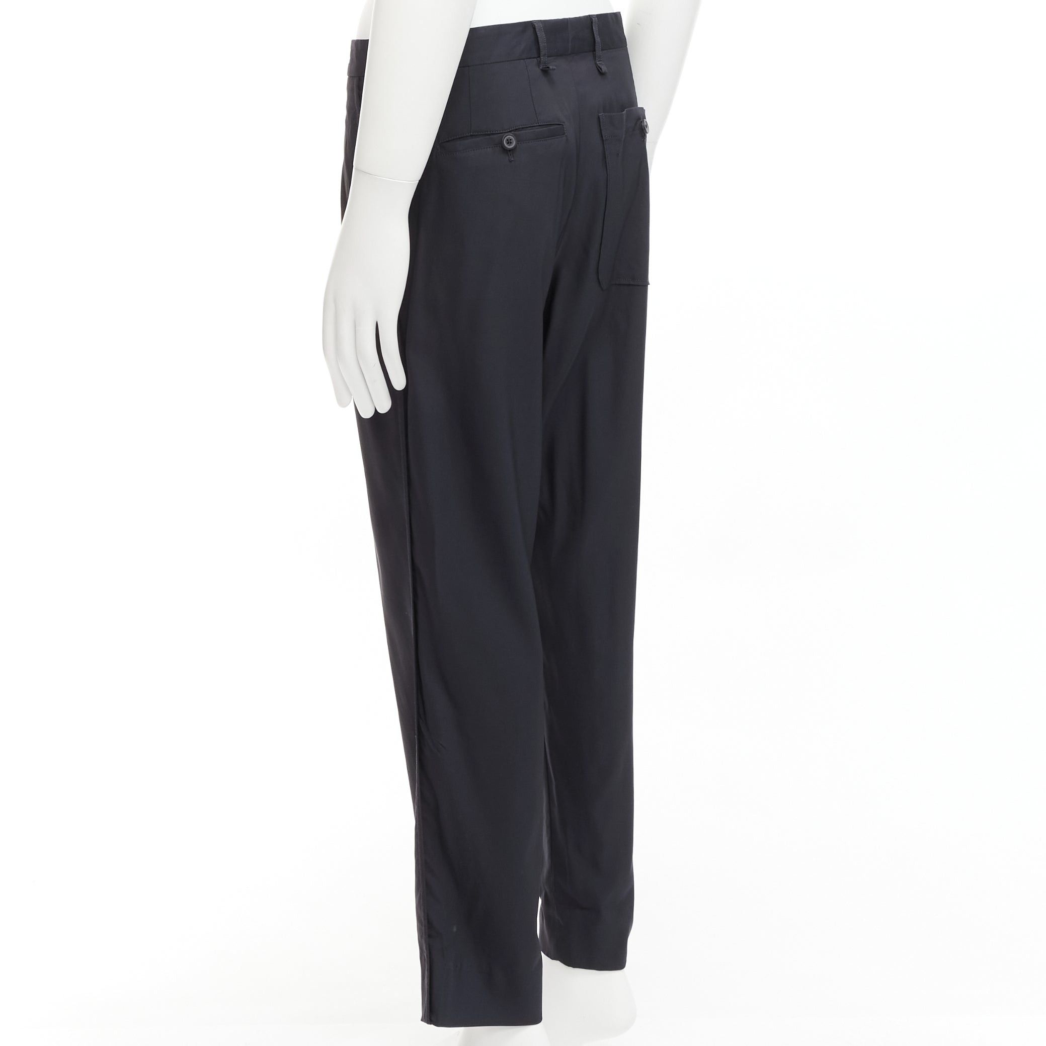 Lanvin LANVIN navy viscose blend front pleats classy tapered dress pants IT46 S Size 46R - 6 Thumbnail