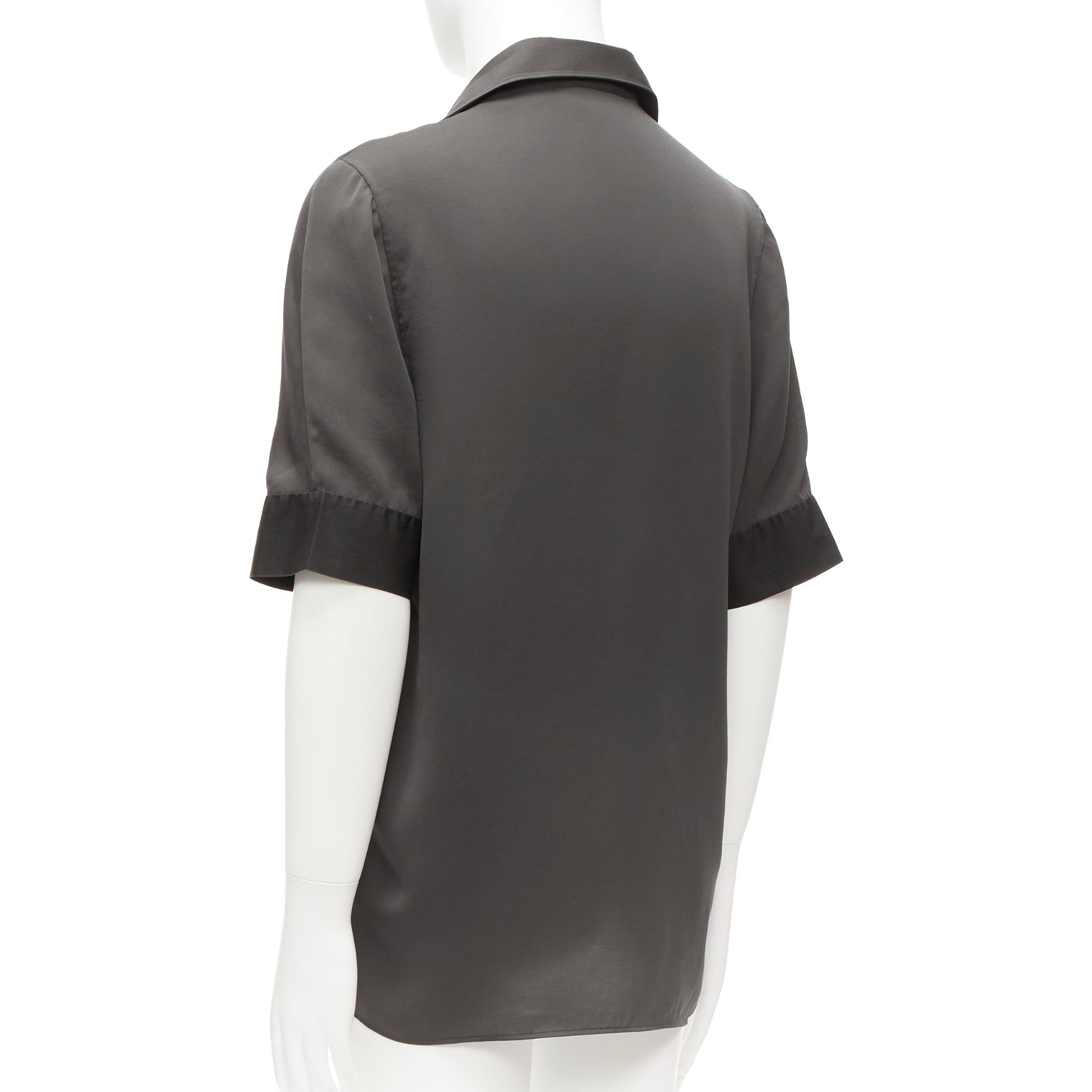 Lanvin LANVIN grey black silky twill mix texture short sleeves dress shirt EU38/15 S Size US M / EU 48-50 / 2 - 6 Thumbnail