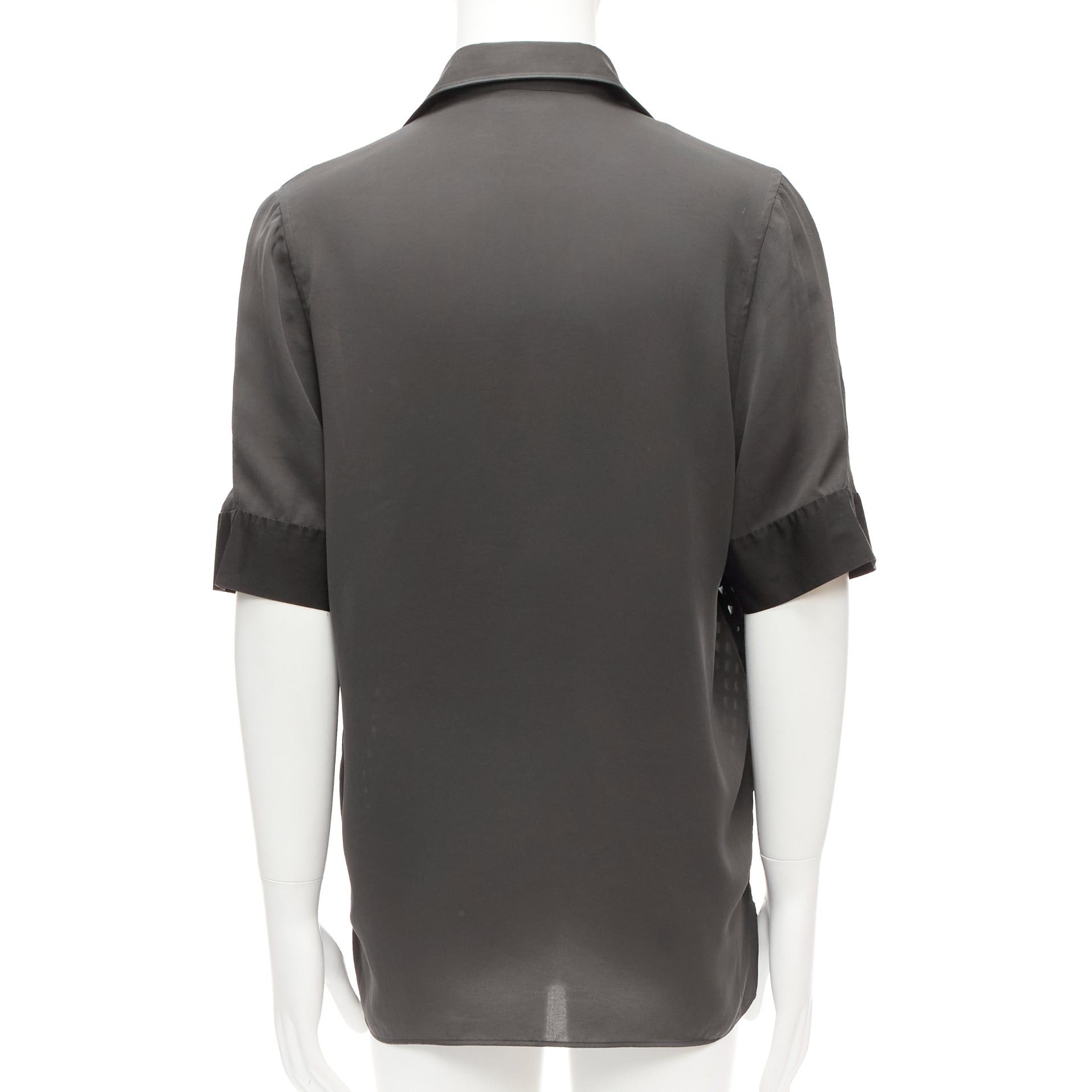 Lanvin LANVIN grey black silky twill mix texture short sleeves dress shirt EU38/15 S Size US M / EU 48-50 / 2 - 5 Thumbnail