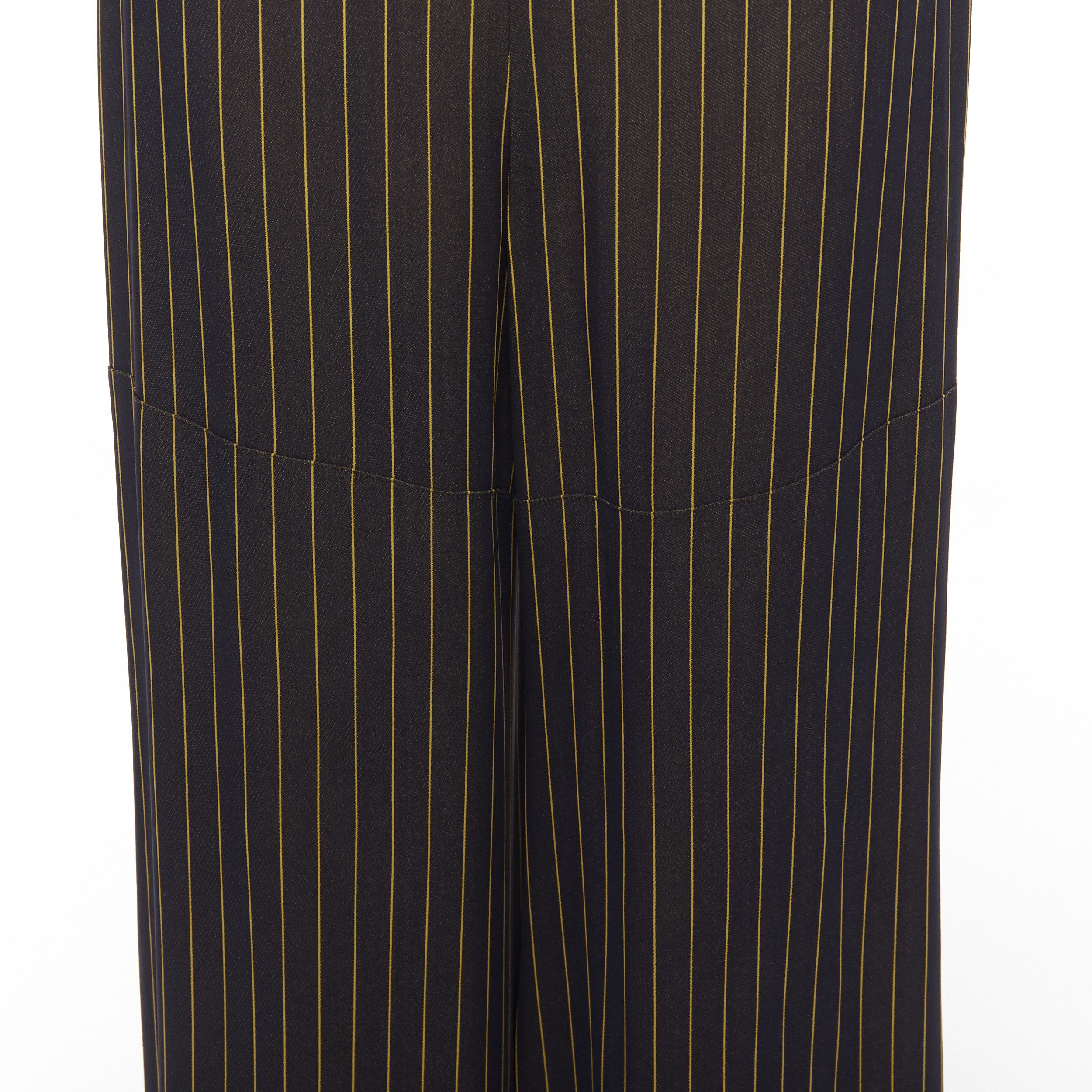 Jean Paul Gaultier JEAN PAUL GAULTIER FEMME black gold striped logo trim wide leg pants IT40 L Size 27" / US 4 / IT 40 - 7 Thumbnail