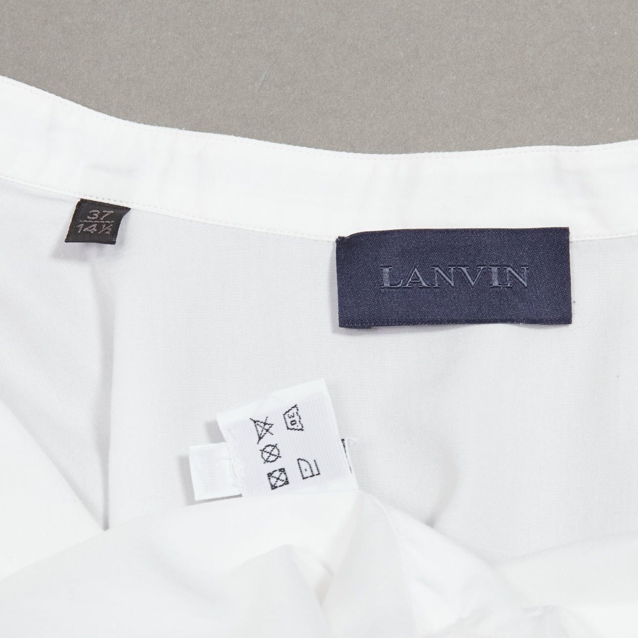 Lanvin LANVIN white 100% cotton bow tie collar plain dress shirt EU37 XS Size US S / EU 44-46 / 1 - 8 Thumbnail