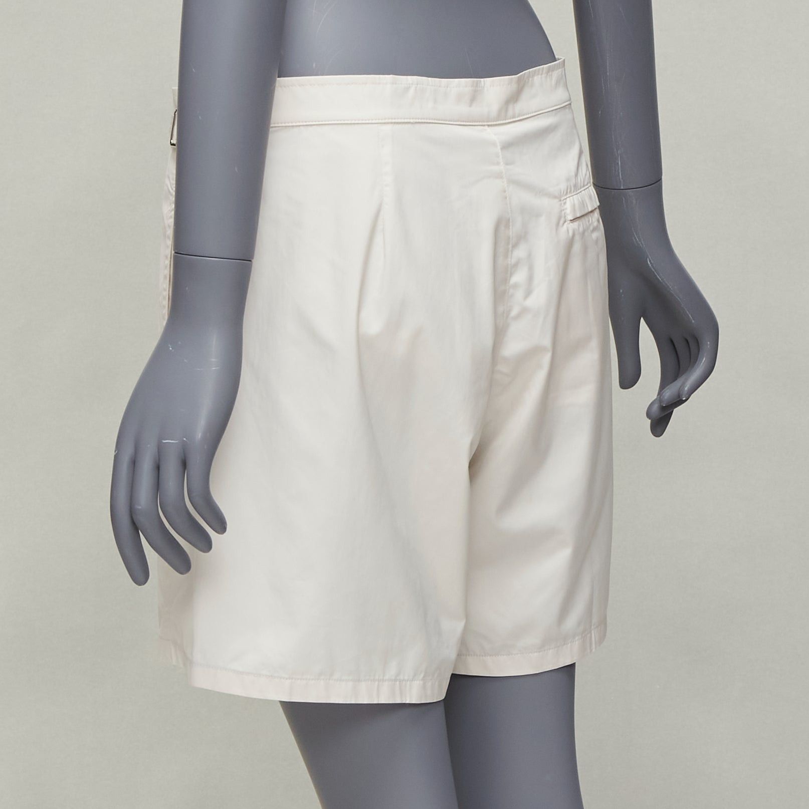 La Perla LA PERLA cream nylon silver buckle waist mesh lined safari shorts S Size 26" / US 2 / IT 38 - 6 Thumbnail