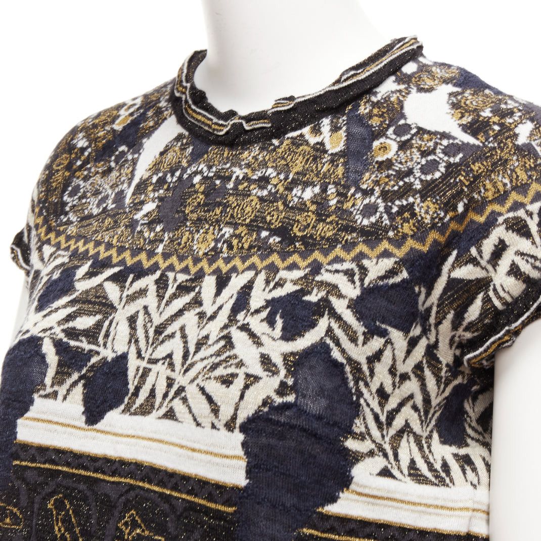 Chanel CHANEL 2019 Runway black gold Egyptian Hieroglyphics CC logo cap sleeve sweater FR36 S Size S / US 4 / IT 40 - 2 Thumbnail