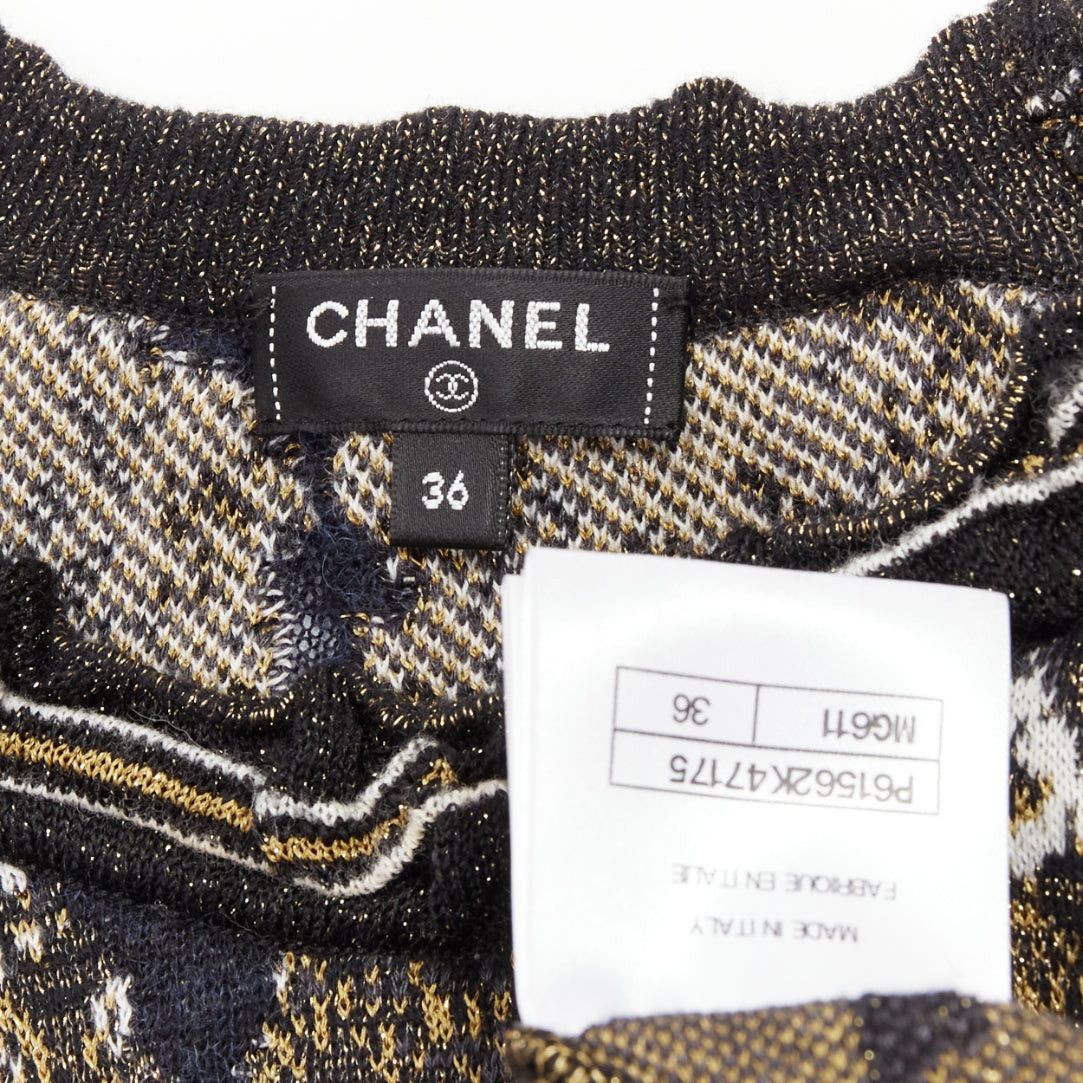 Chanel CHANEL 2019 Runway black gold Egyptian Hieroglyphics CC logo cap sleeve sweater FR36 S Size S / US 4 / IT 40 - 8 Thumbnail