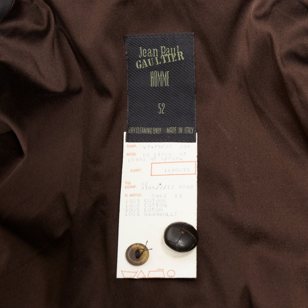 Jean Paul Gaultier rare JEAN PAUL GAULTIER HOMME brown faux fur collar black cotton belted coat L Size US L / EU 52-54 / 3 - 9 Thumbnail