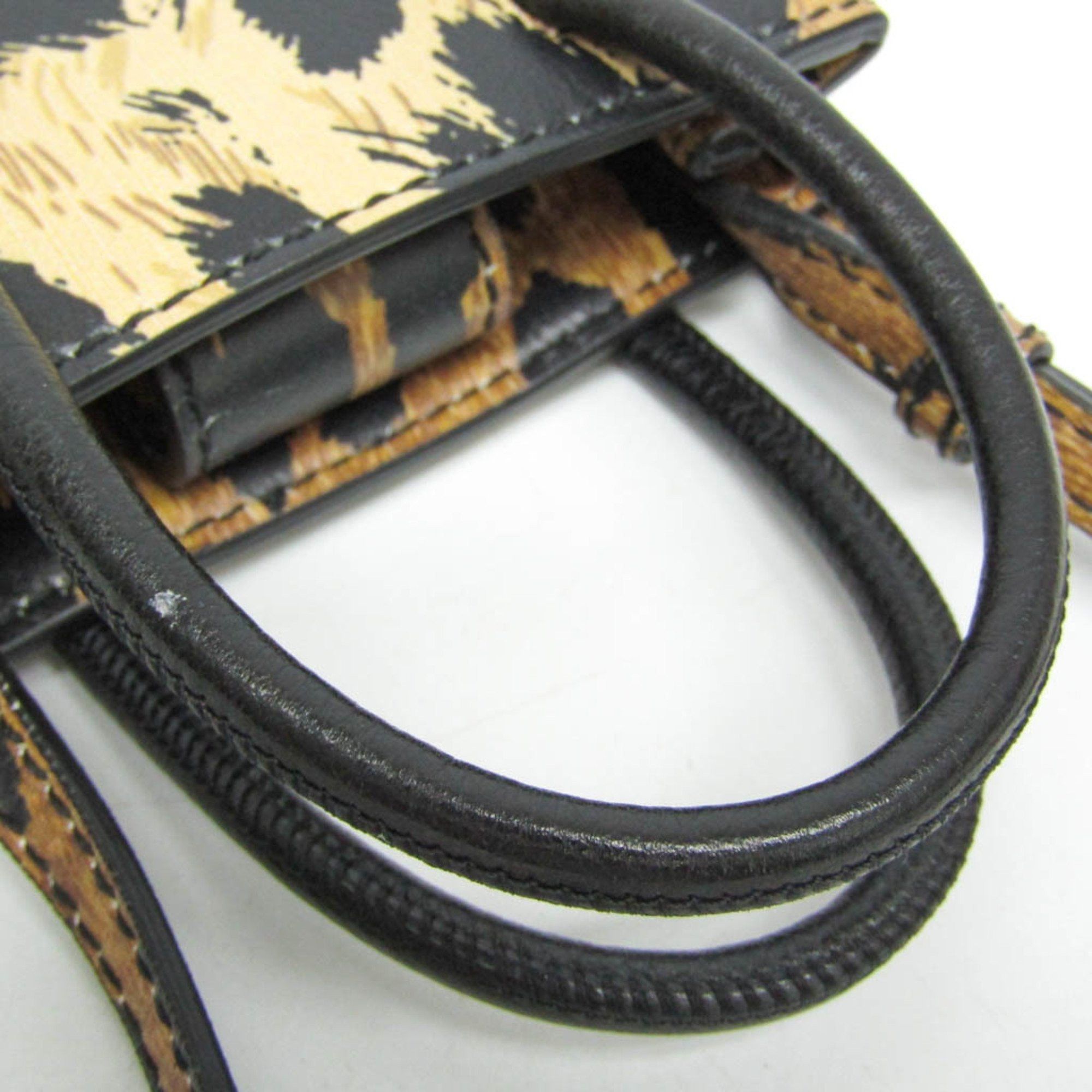 Balenciaga Balenciaga Shopping Phone Holder Shoulder Mini Bag Leopard Print 593826 Men,Women Leather Shoulder Bag Beige,Black Size ONE SIZE - 8 Thumbnail