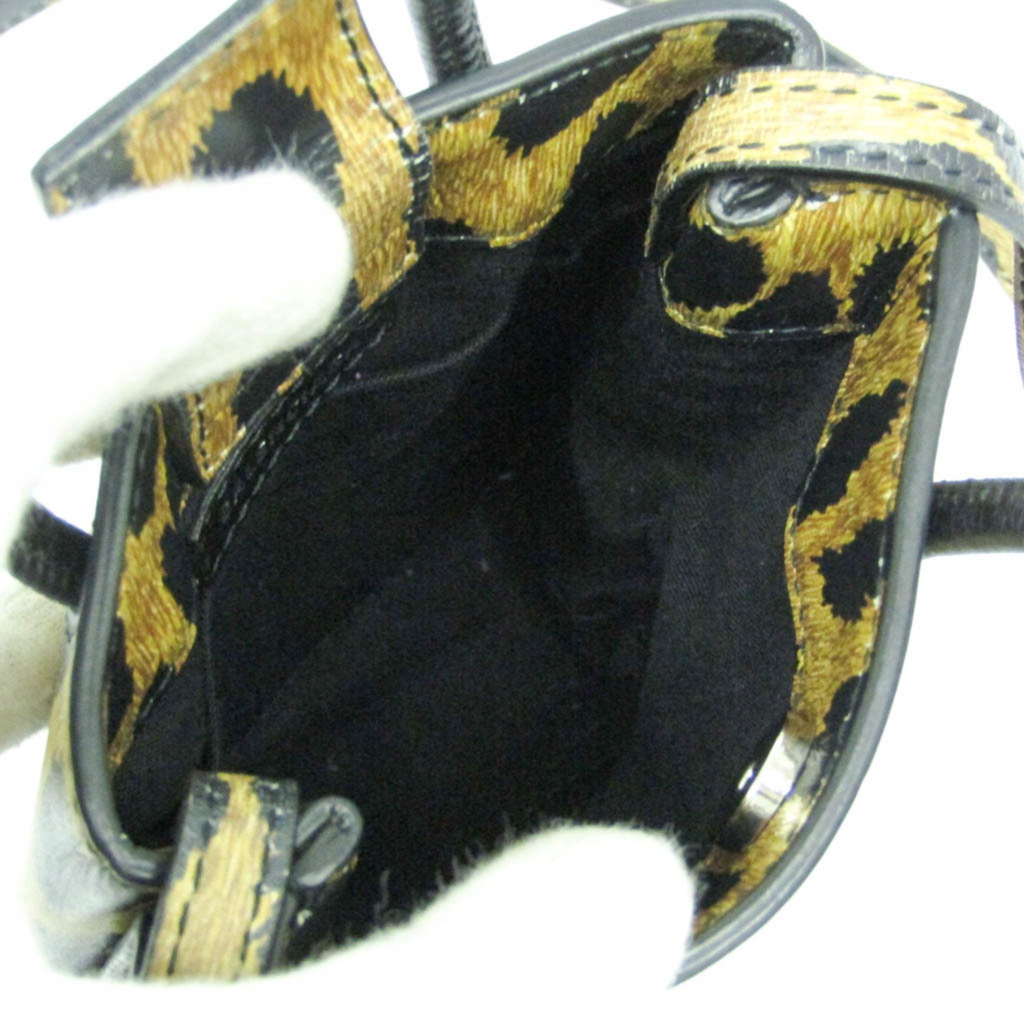 Balenciaga Balenciaga Shopping Phone Holder Shoulder Mini Bag Leopard Print 593826 Men,Women Leather Shoulder Bag Beige,Black Size ONE SIZE - 3 Thumbnail