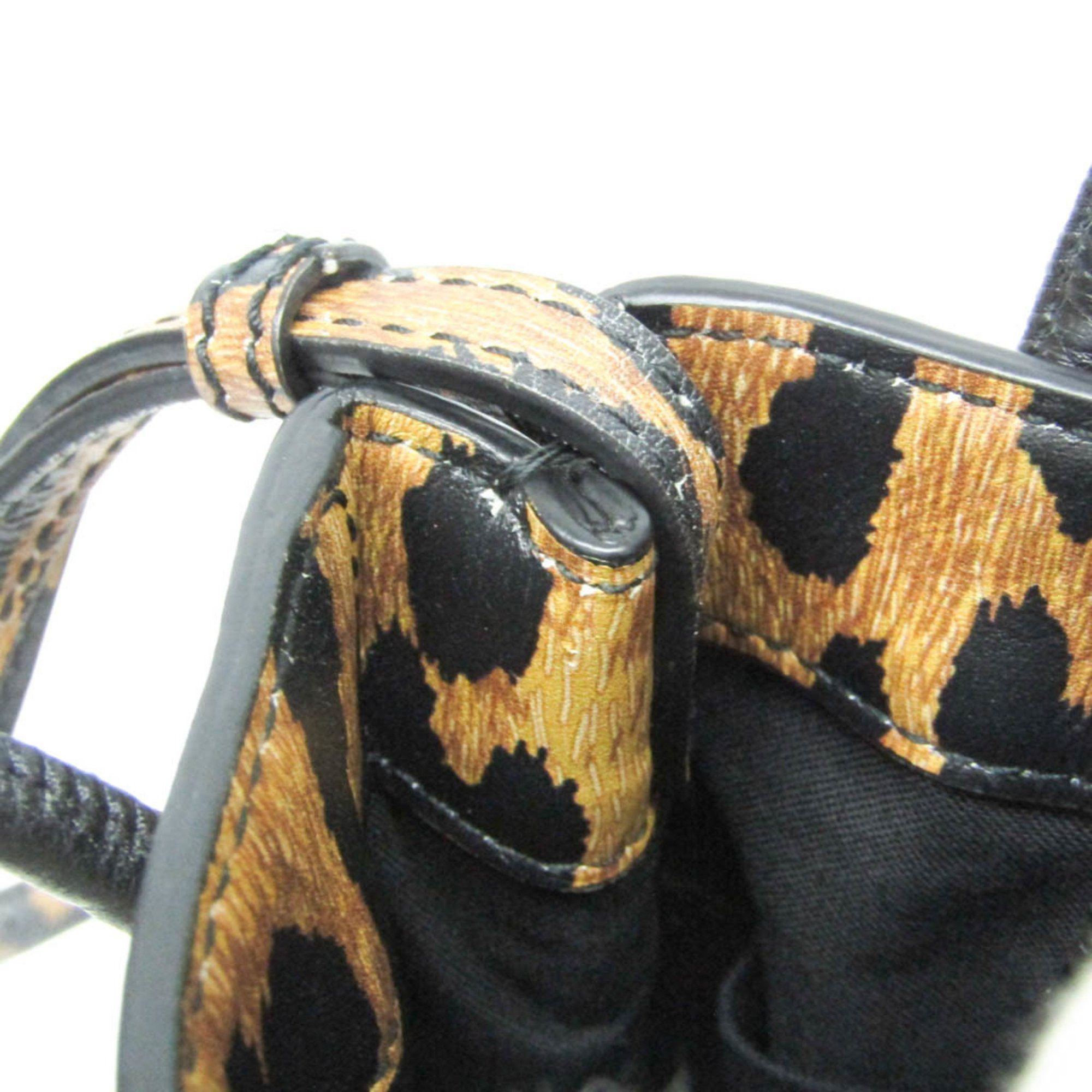 Balenciaga Balenciaga Shopping Phone Holder Shoulder Mini Bag Leopard Print 593826 Men,Women Leather Shoulder Bag Beige,Black Size ONE SIZE - 11 Thumbnail