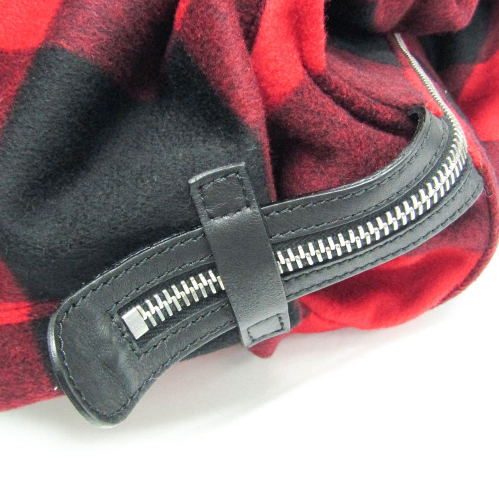 Celine Celine Check Pattern MC99/2 Men,Women Wool,Leather Boston Bag,Shoulder Bag Black,Red Color Size ONE SIZE - 6 Thumbnail