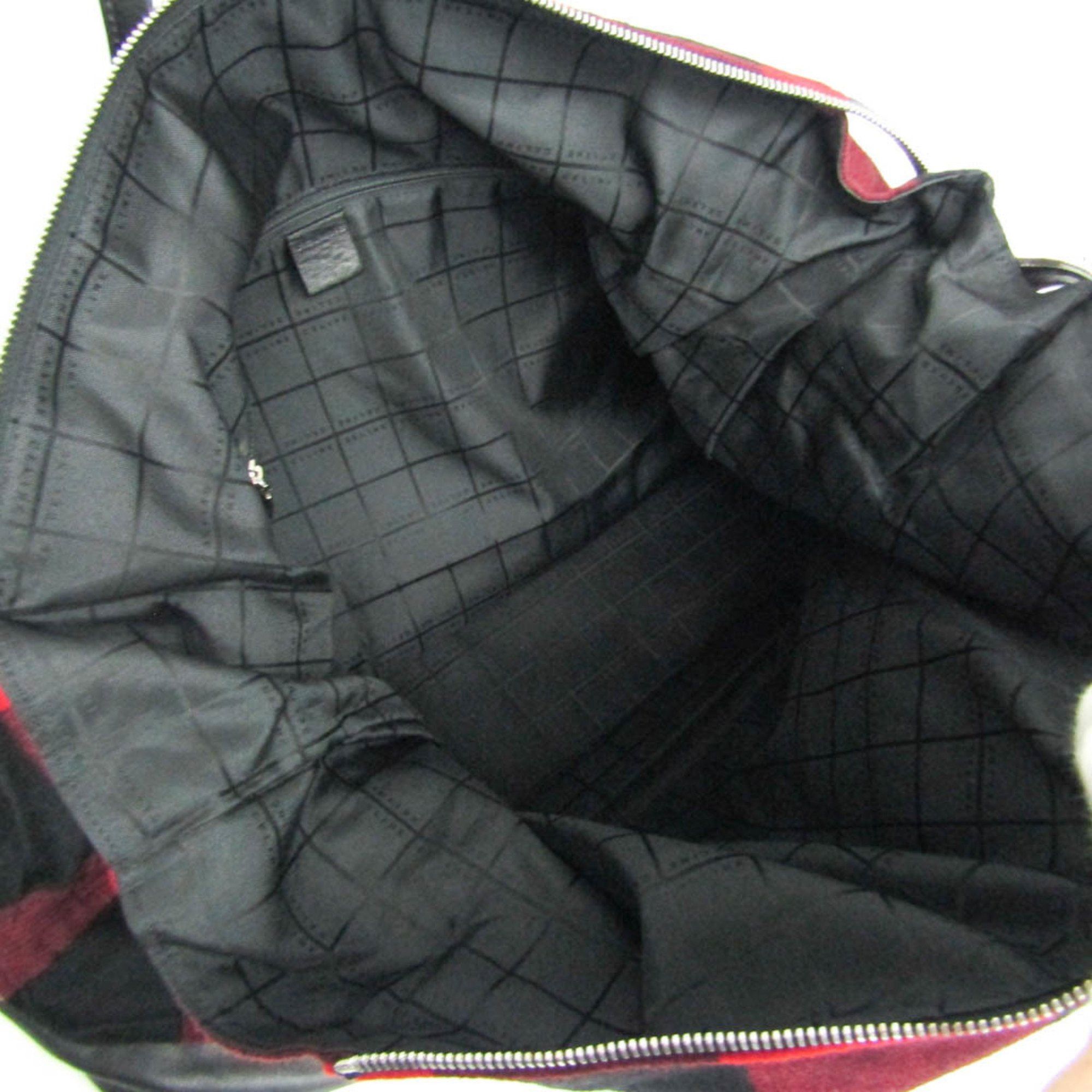 Celine Celine Check Pattern MC99/2 Men,Women Wool,Leather Boston Bag,Shoulder Bag Black,Red Color Size ONE SIZE - 3 Thumbnail