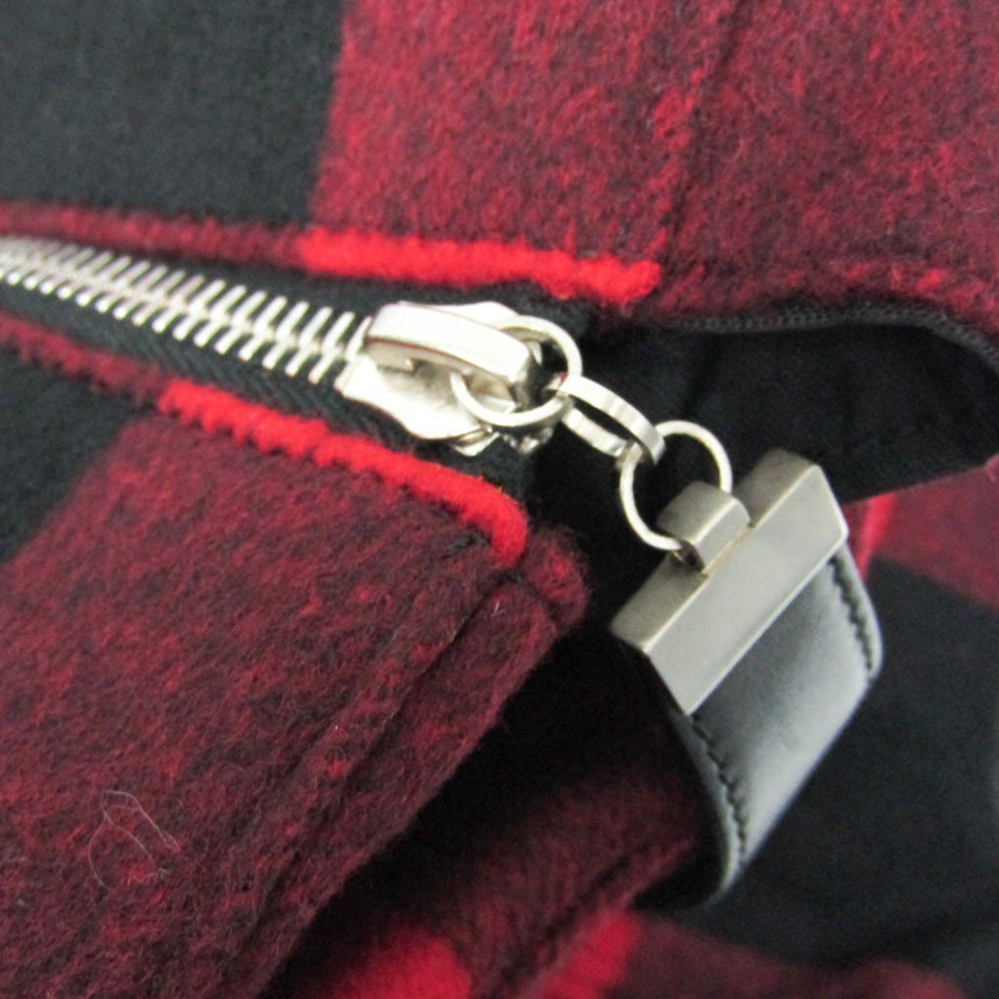 Celine Celine Check Pattern MC99/2 Men,Women Wool,Leather Boston Bag,Shoulder Bag Black,Red Color Size ONE SIZE - 10 Thumbnail
