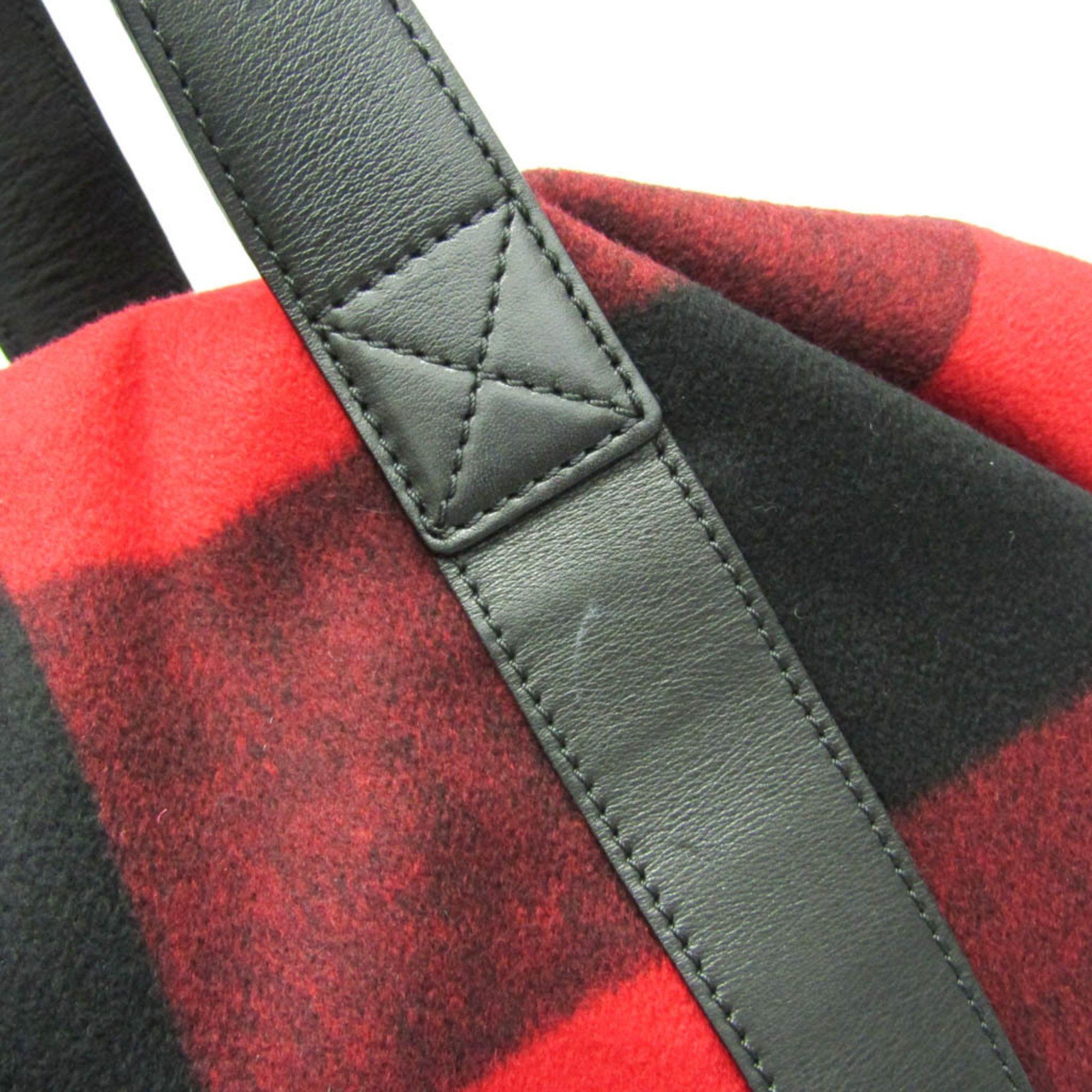 Celine Celine Check Pattern MC99/2 Men,Women Wool,Leather Boston Bag,Shoulder Bag Black,Red Color Size ONE SIZE - 7 Thumbnail