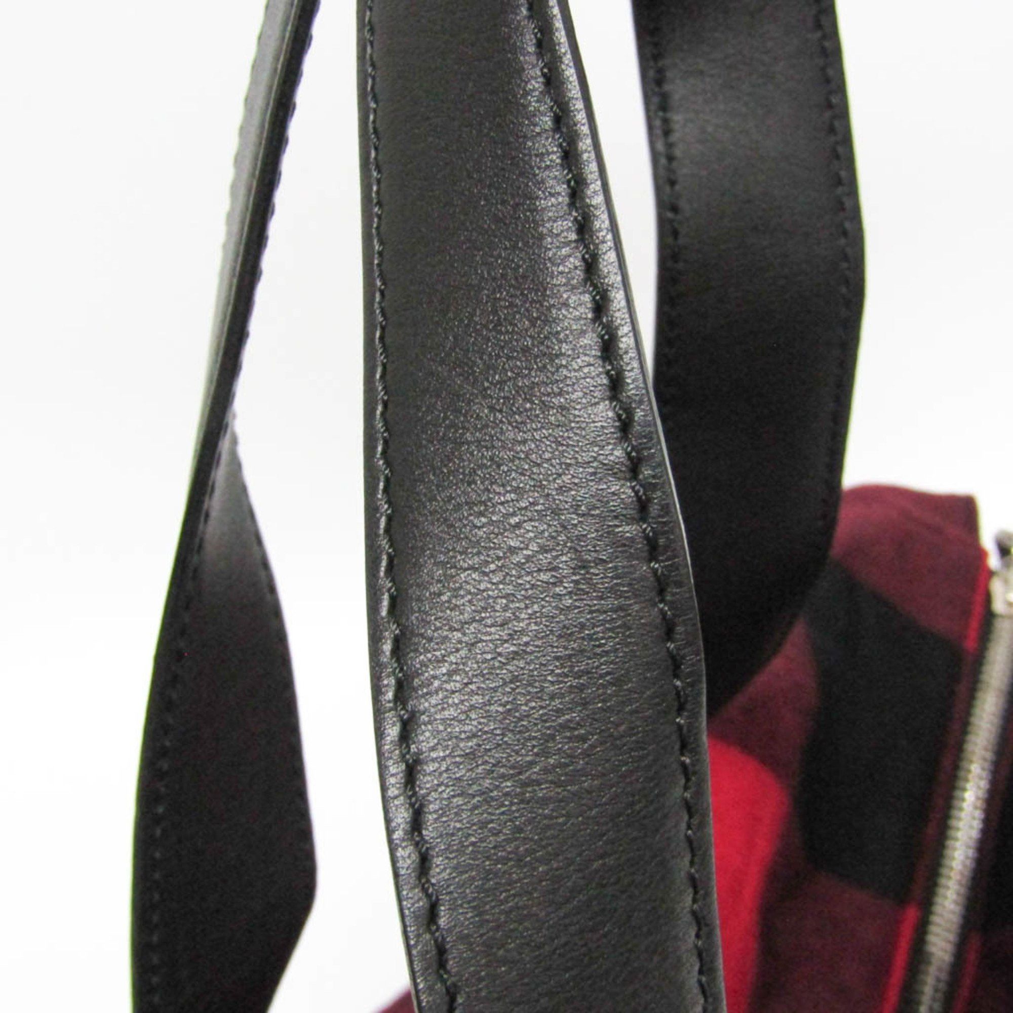 Celine Celine Check Pattern MC99/2 Men,Women Wool,Leather Boston Bag,Shoulder Bag Black,Red Color Size ONE SIZE - 11 Thumbnail