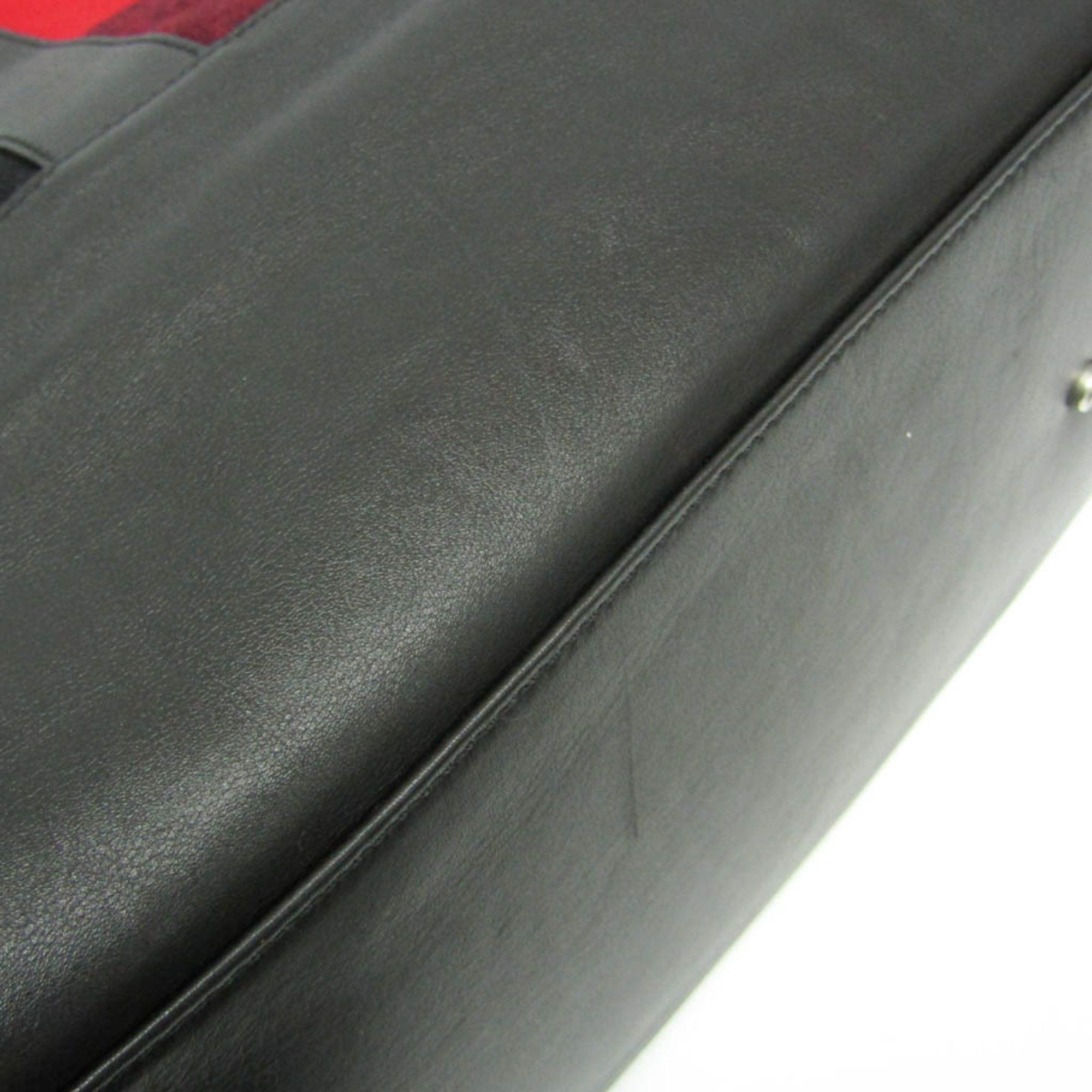Celine Celine Check Pattern MC99/2 Men,Women Wool,Leather Boston Bag,Shoulder Bag Black,Red Color Size ONE SIZE - 5 Thumbnail