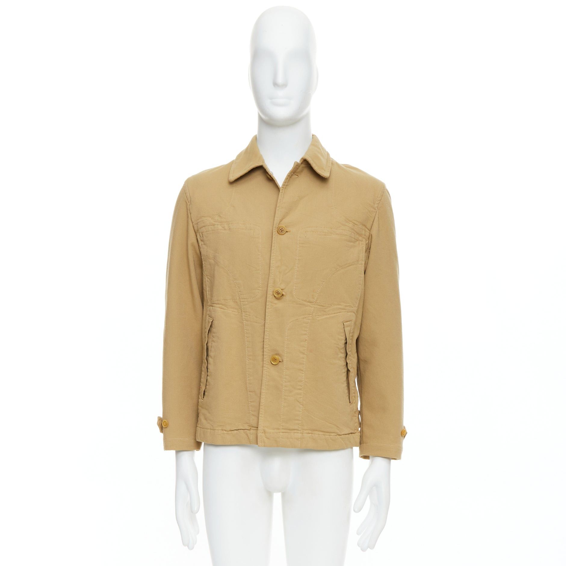 Comme des Garcons COMME DES GARCONS HOMME khaki crinkle fabric topstitch jacket Size US M / EU 48-50 / 2 - 10 Thumbnail