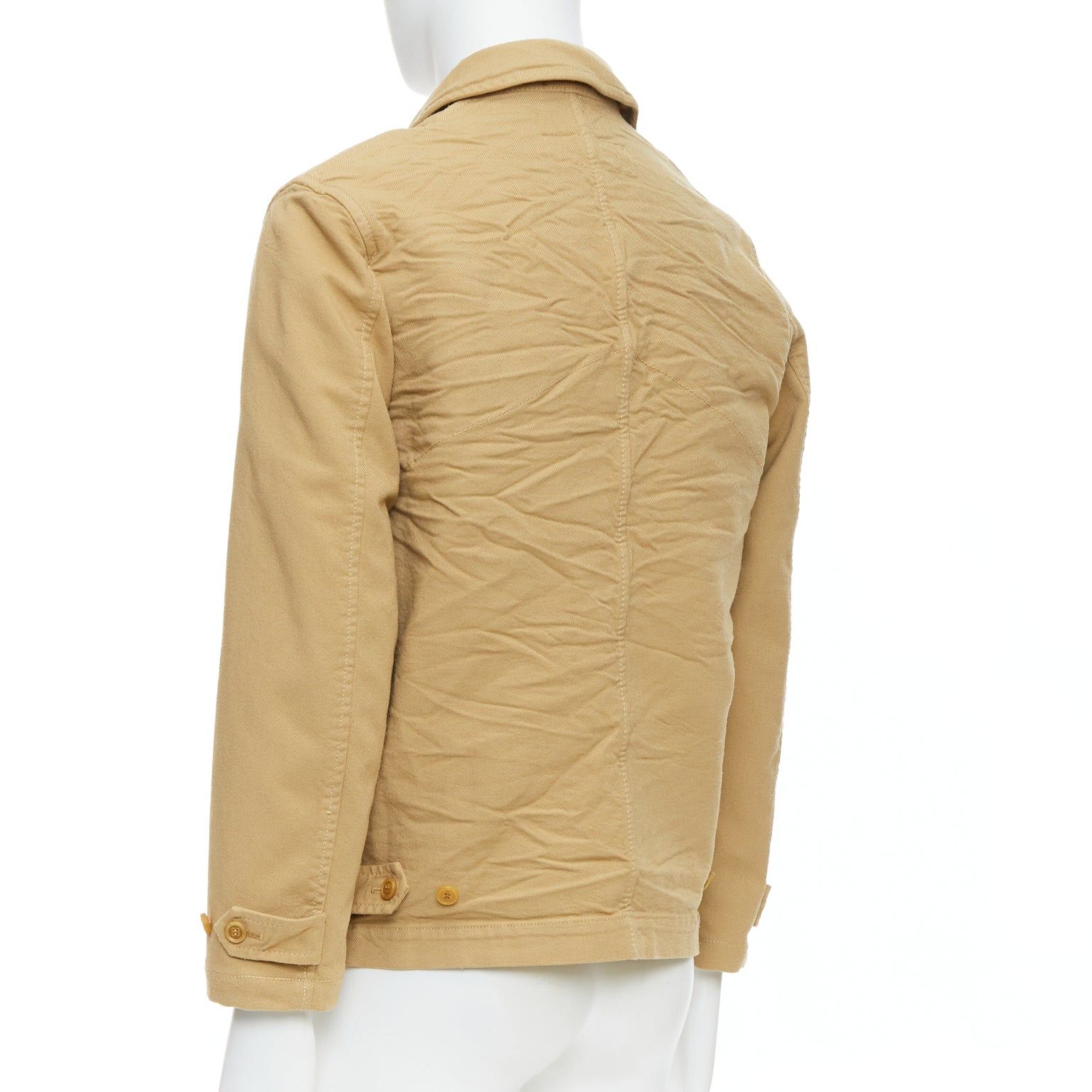 Comme des Garcons COMME DES GARCONS HOMME khaki crinkle fabric topstitch jacket Size US M / EU 48-50 / 2 - 7 Thumbnail