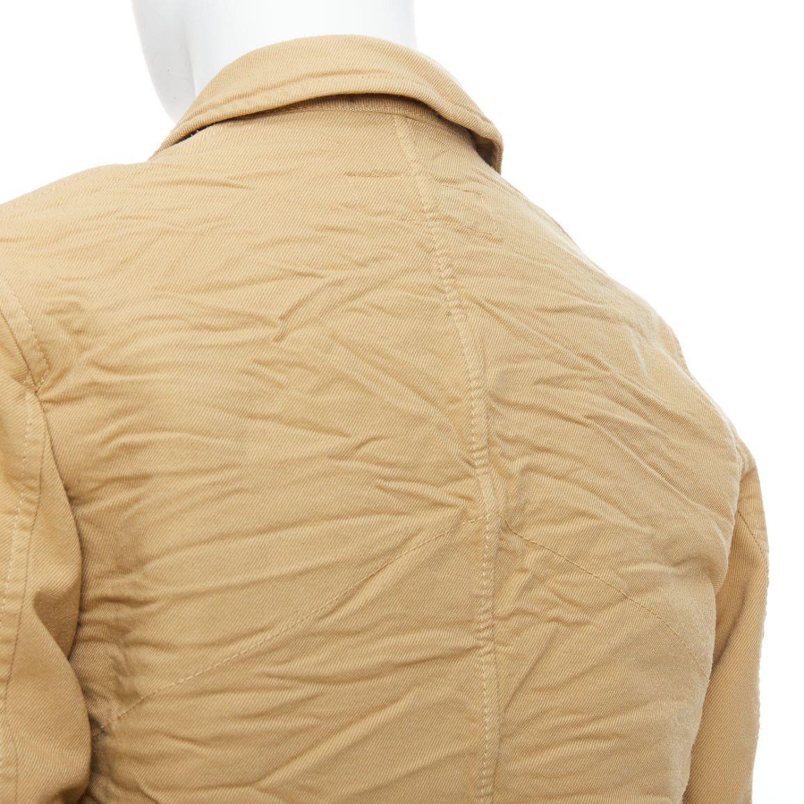 Comme des Garcons COMME DES GARCONS HOMME khaki crinkle fabric topstitch jacket Size US M / EU 48-50 / 2 - 8 Thumbnail