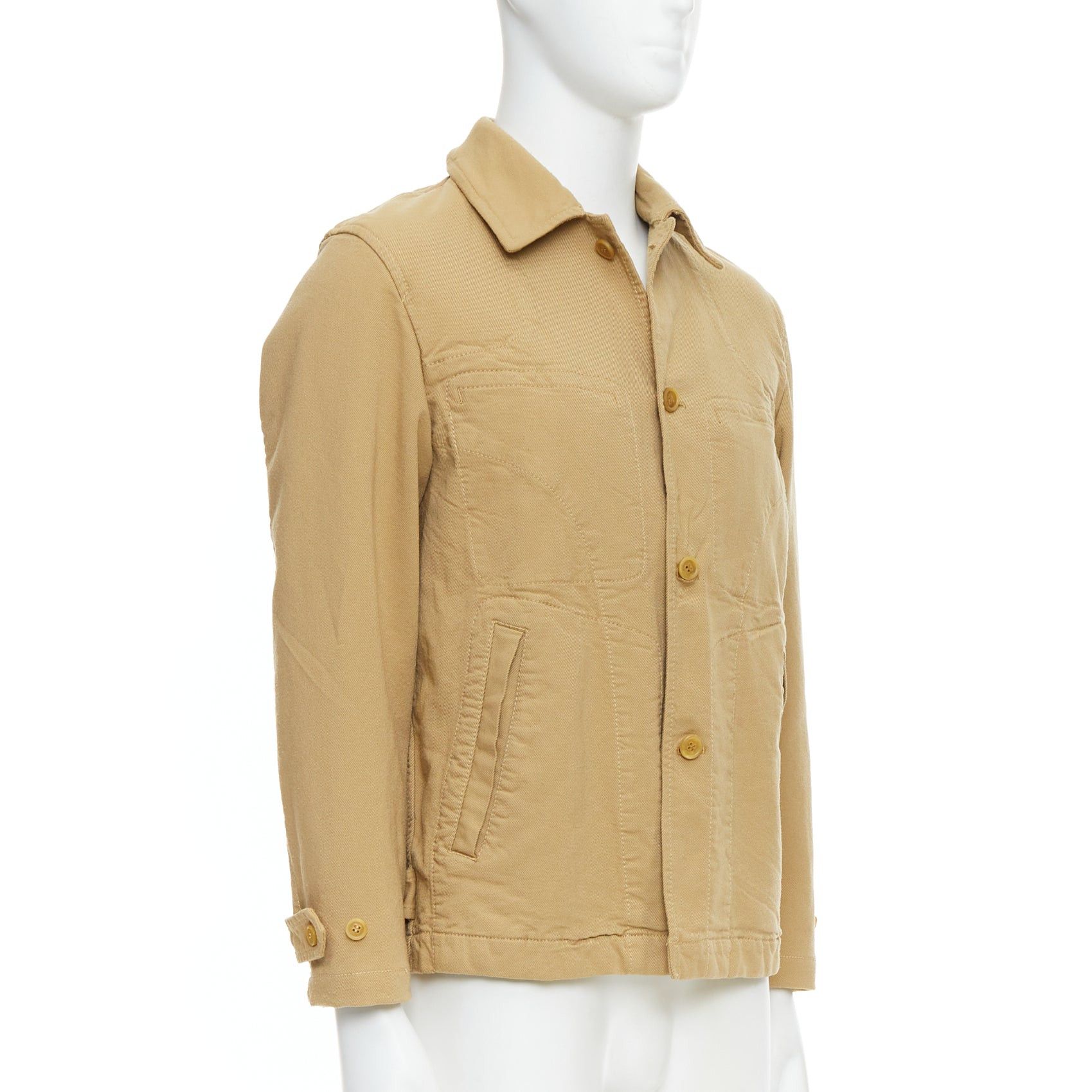 Comme des Garcons COMME DES GARCONS HOMME khaki crinkle fabric topstitch jacket Size US M / EU 48-50 / 2 - 4 Thumbnail