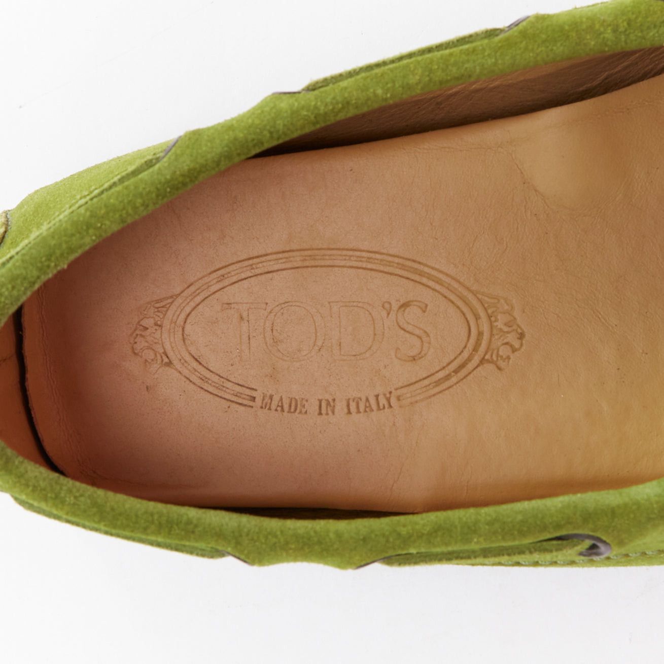 Tod's TOD'S moss green suede leather fringe tongue dot sole driving loafer UK7 EU41 Size US 8 / EU 41 - 8 Thumbnail