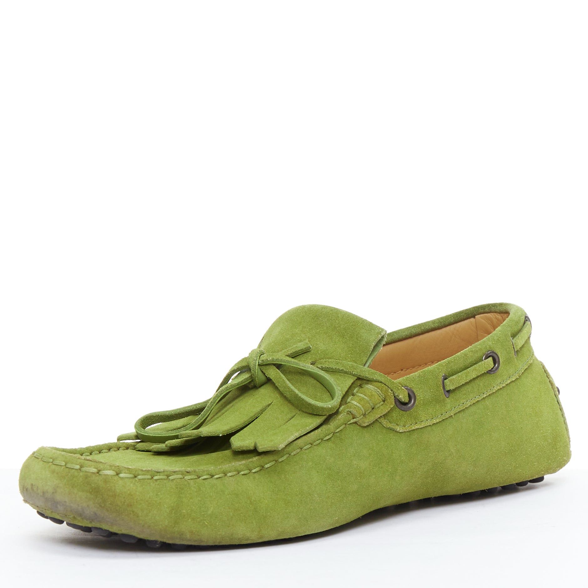 Tod's TOD'S moss green suede leather fringe tongue dot sole driving loafer UK7 EU41 Size US 8 / EU 41 - 4 Thumbnail
