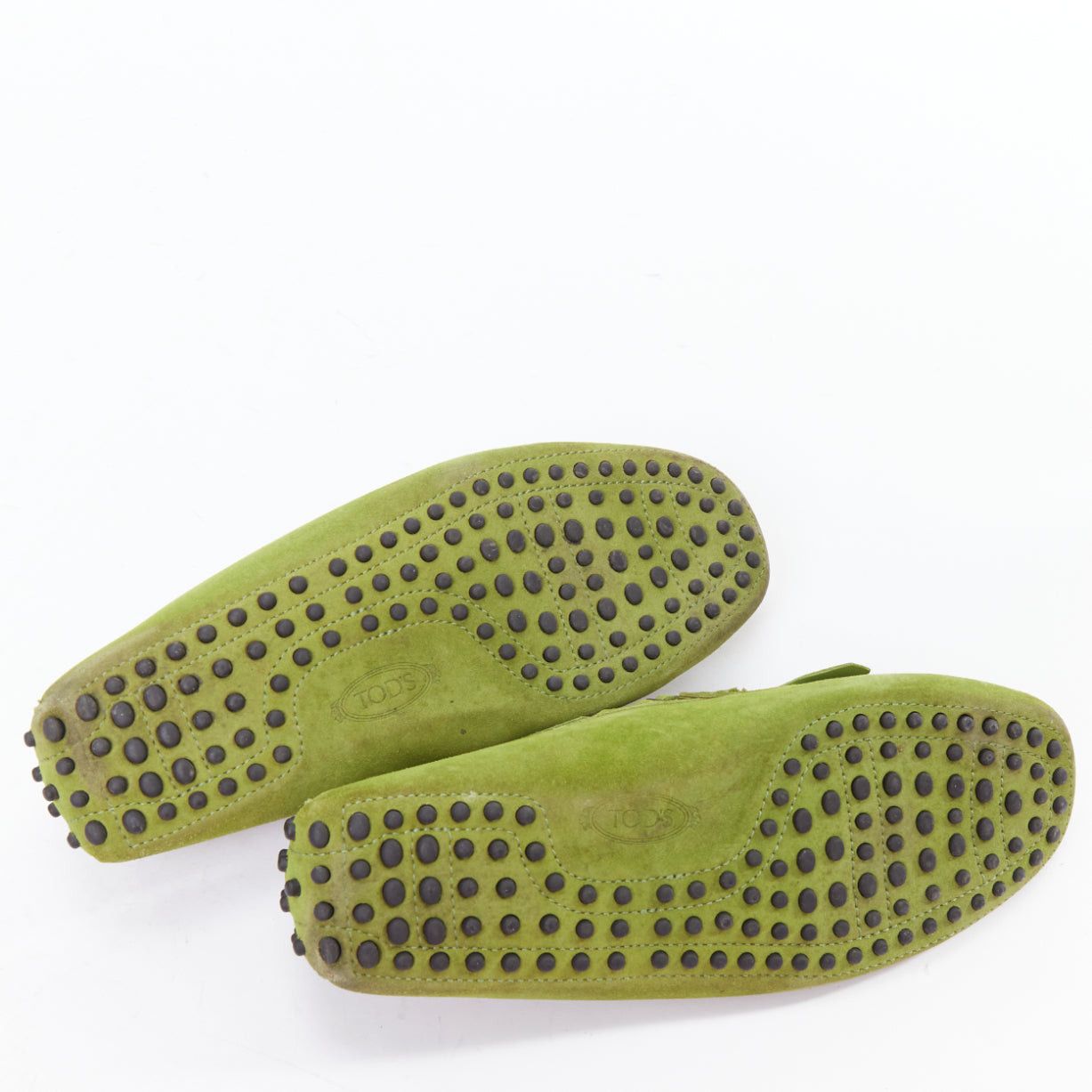 Tod's TOD'S moss green suede leather fringe tongue dot sole driving loafer UK7 EU41 Size US 8 / EU 41 - 10 Thumbnail