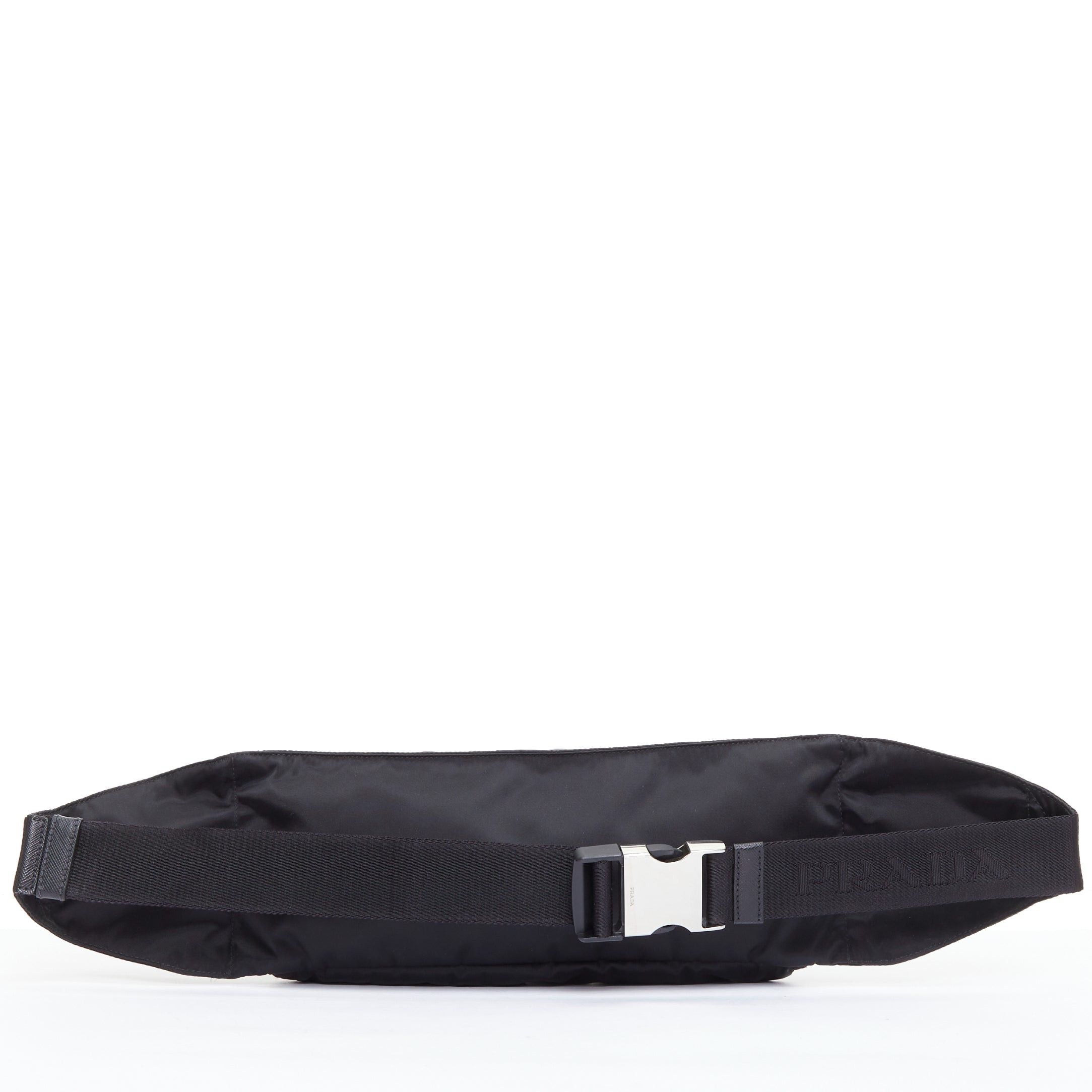 Prada PRADA black nylon silver logo triangle buckle belt bag Size ONE SIZE - 4 Thumbnail