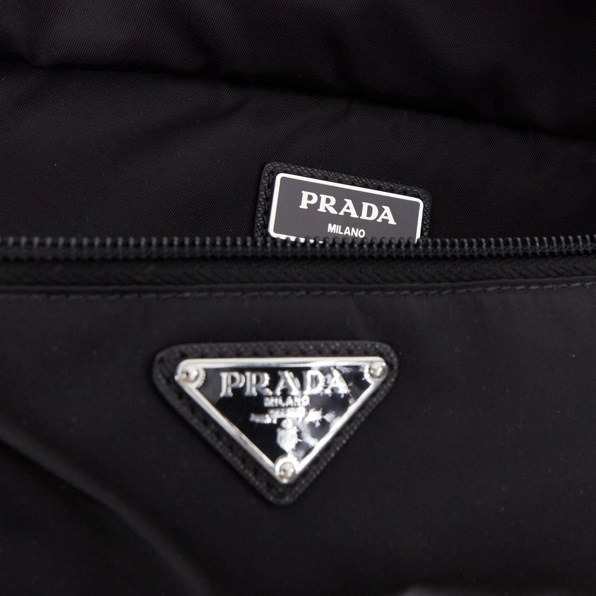 Prada PRADA black nylon silver logo triangle buckle belt bag Size ONE SIZE - 9 Thumbnail