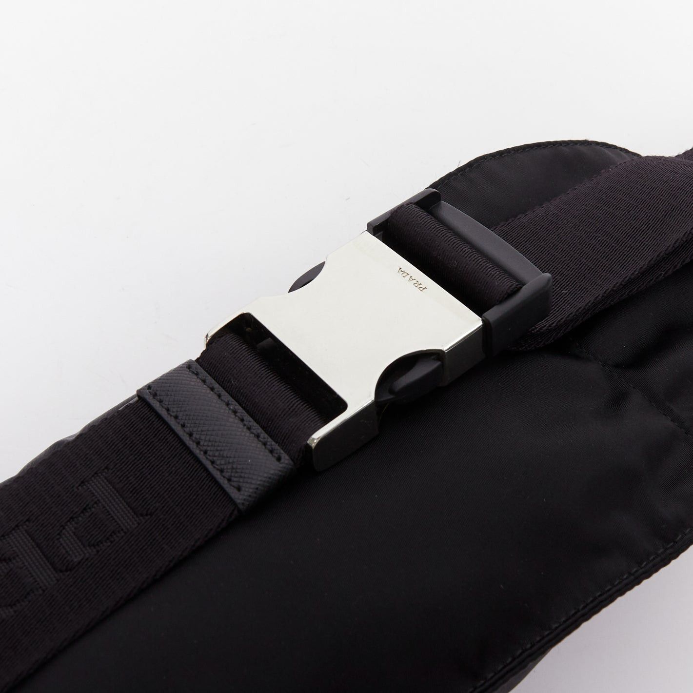 Prada PRADA black nylon silver logo triangle buckle belt bag Size ONE SIZE - 7 Thumbnail