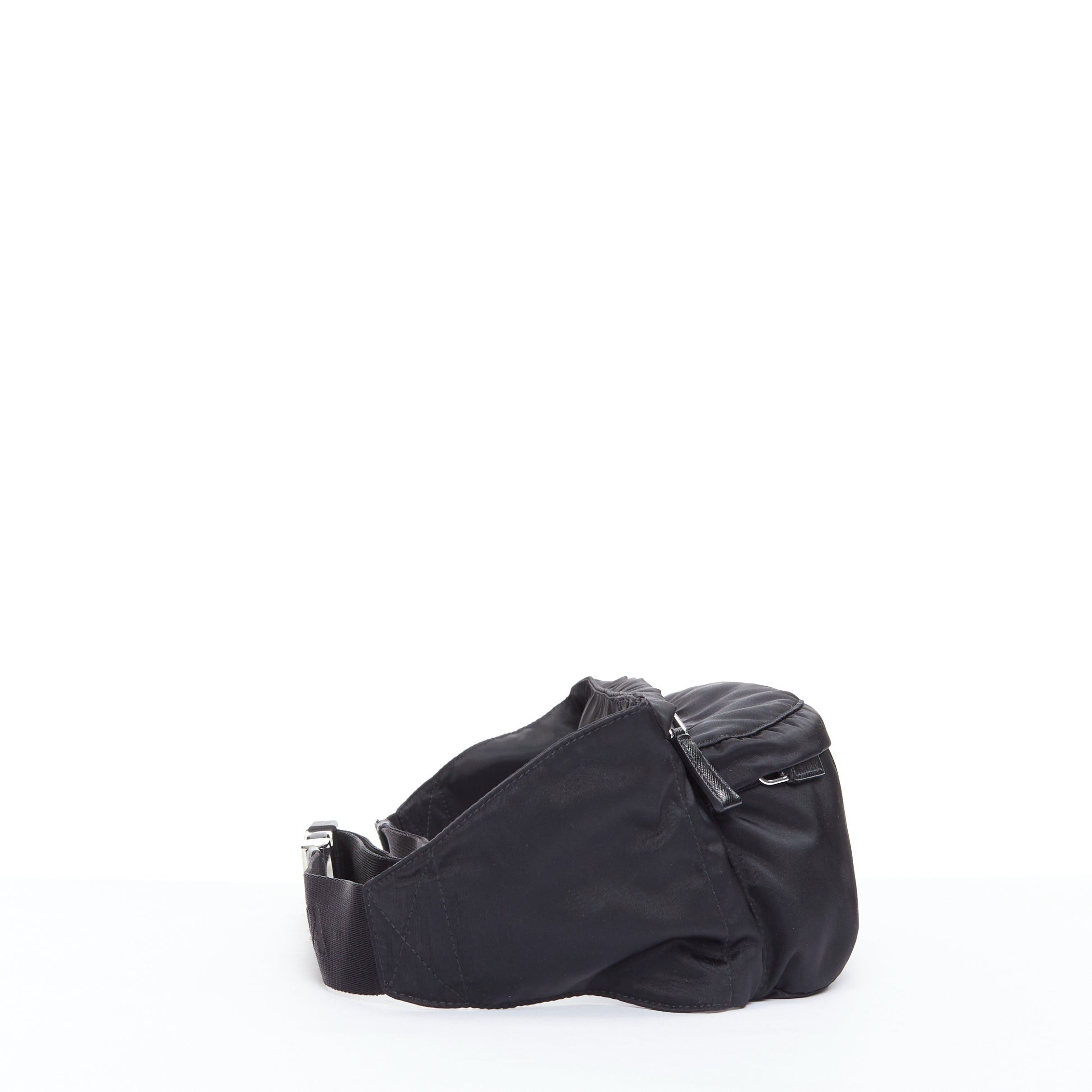 Prada PRADA black nylon silver logo triangle buckle belt bag Size ONE SIZE - 3 Thumbnail