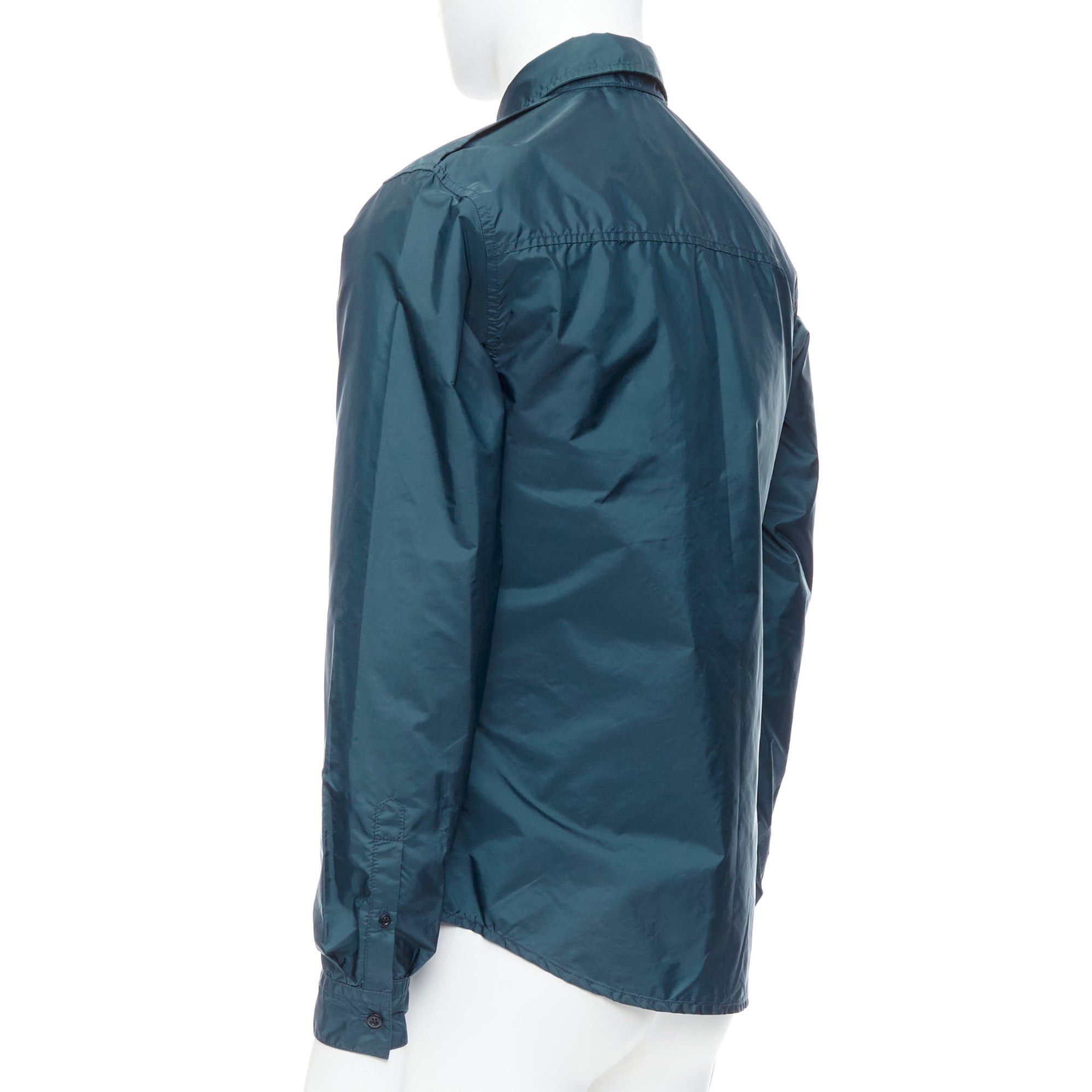 Prada PRADA 2018 dark teal blue nylon concealed silver zip over shirt S Size US S / EU 44-46 / 1 - 6 Thumbnail