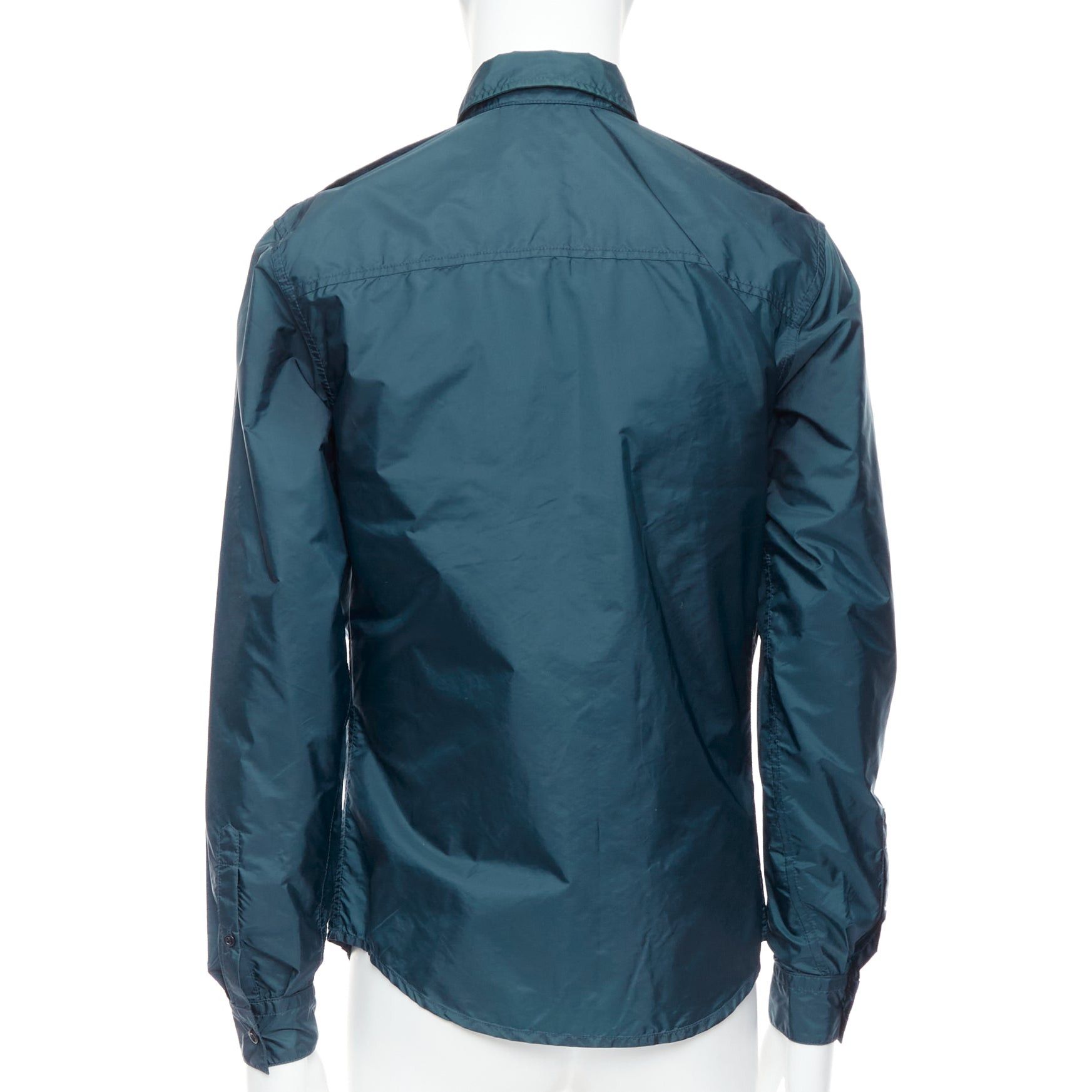 Prada PRADA 2018 dark teal blue nylon concealed silver zip over shirt S Size US S / EU 44-46 / 1 - 5 Thumbnail