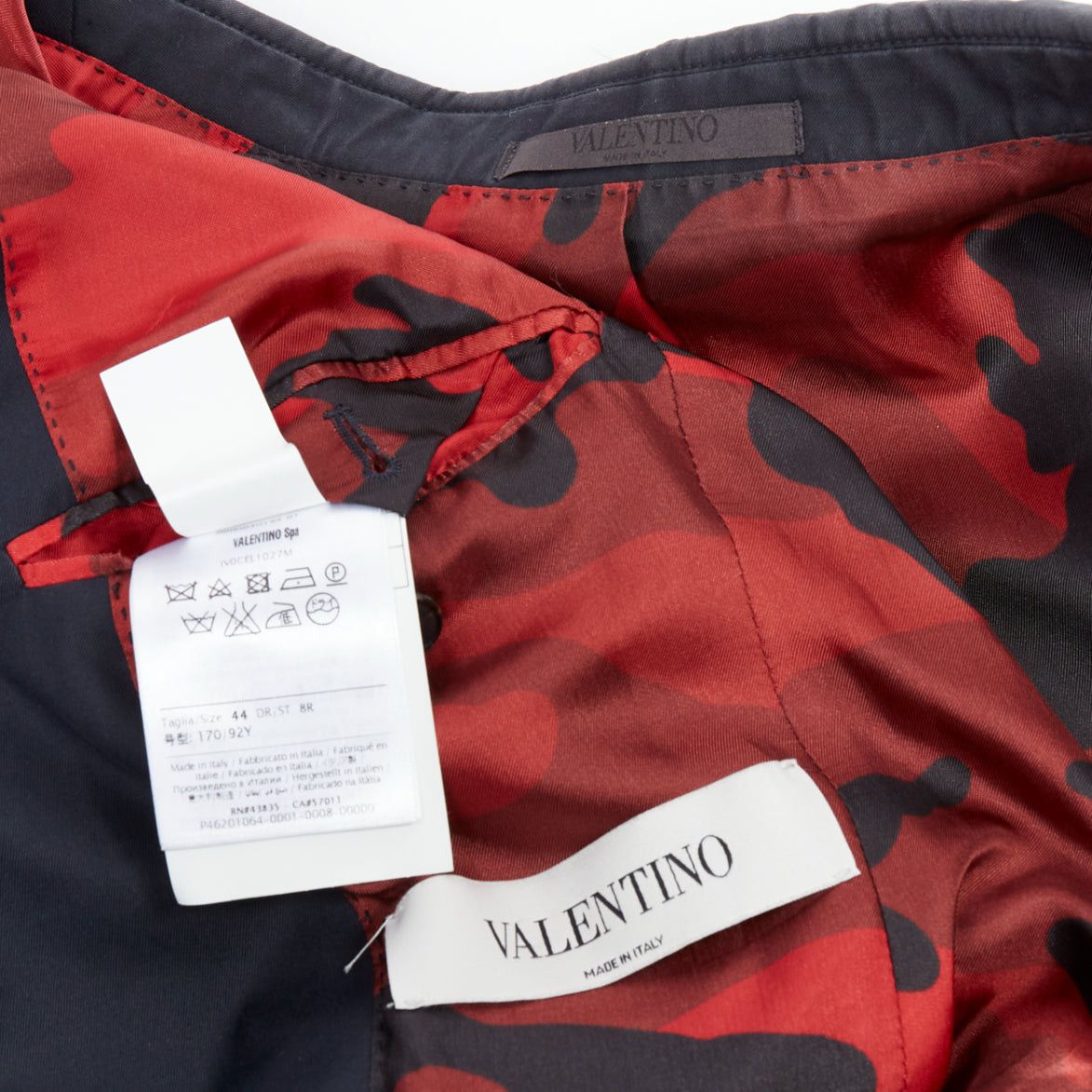 Valentino VALENTINO navy cotton red camoflage lined gold button blazer IT44 XS Size 44R - 8 Thumbnail